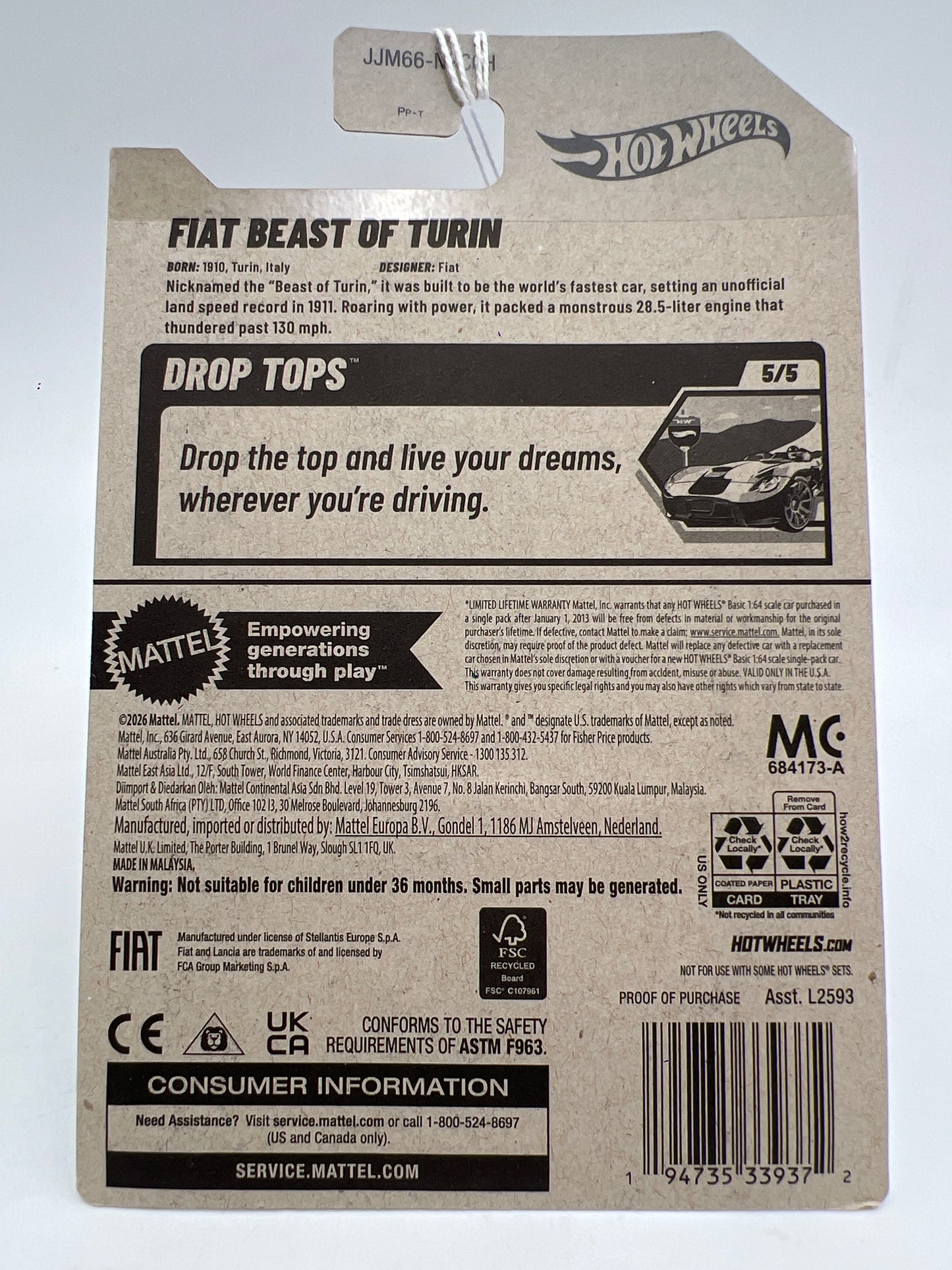 2026 Hot Wheels H Case Walmart Zamac 6 #131 Fiat Beast Of Turin