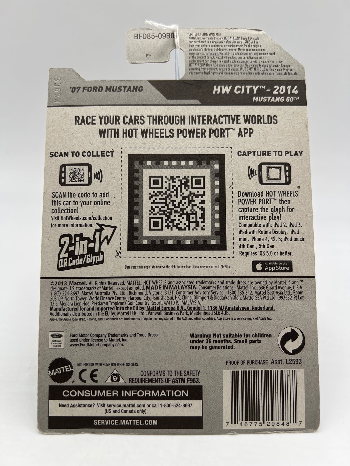 2014 Hot Wheels City #95 07 Ford Mustang Red