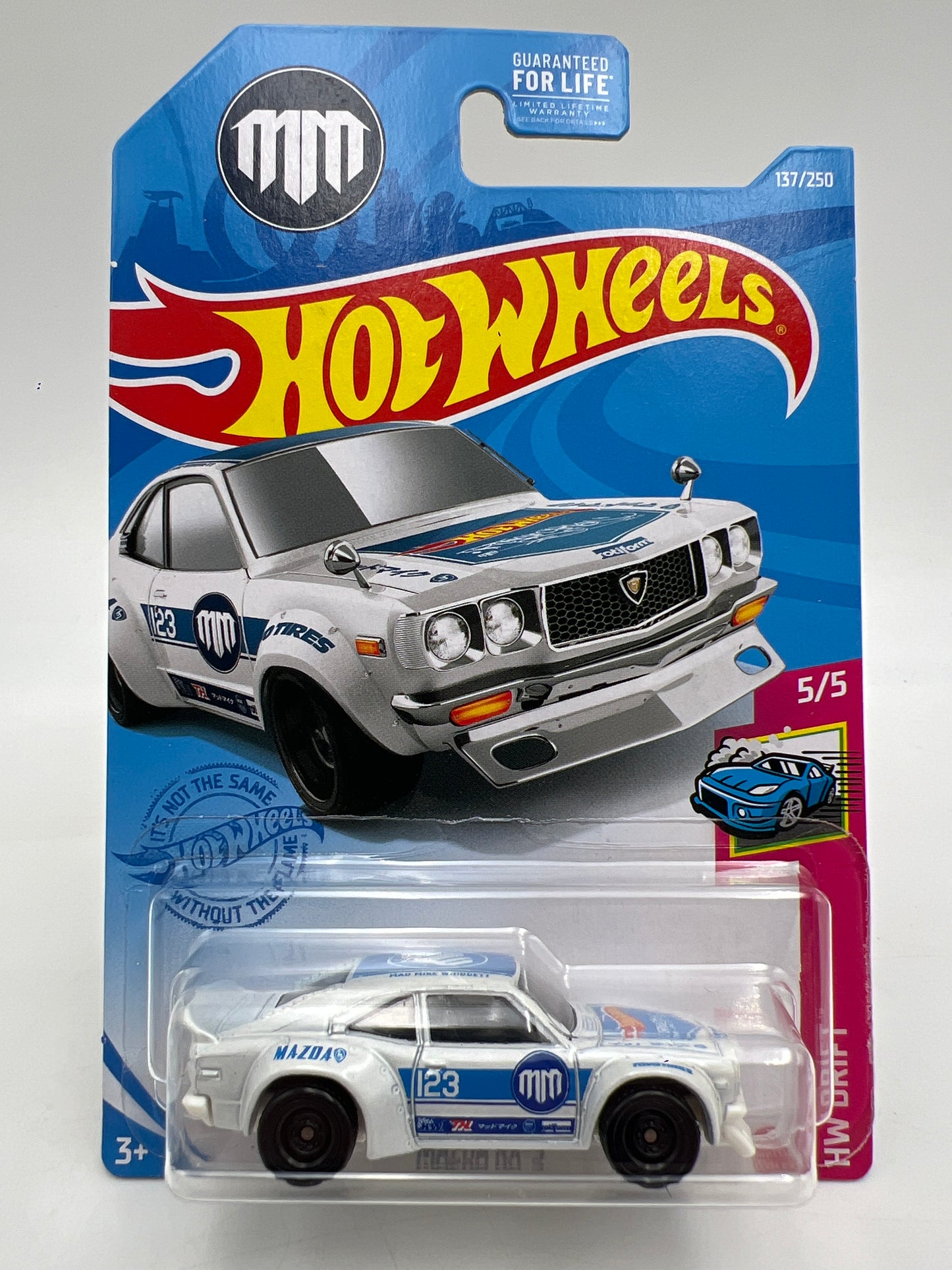 2021 Hot Wheels Super Treasure Hunt #137 Mazda RX-3 White W/Protector
