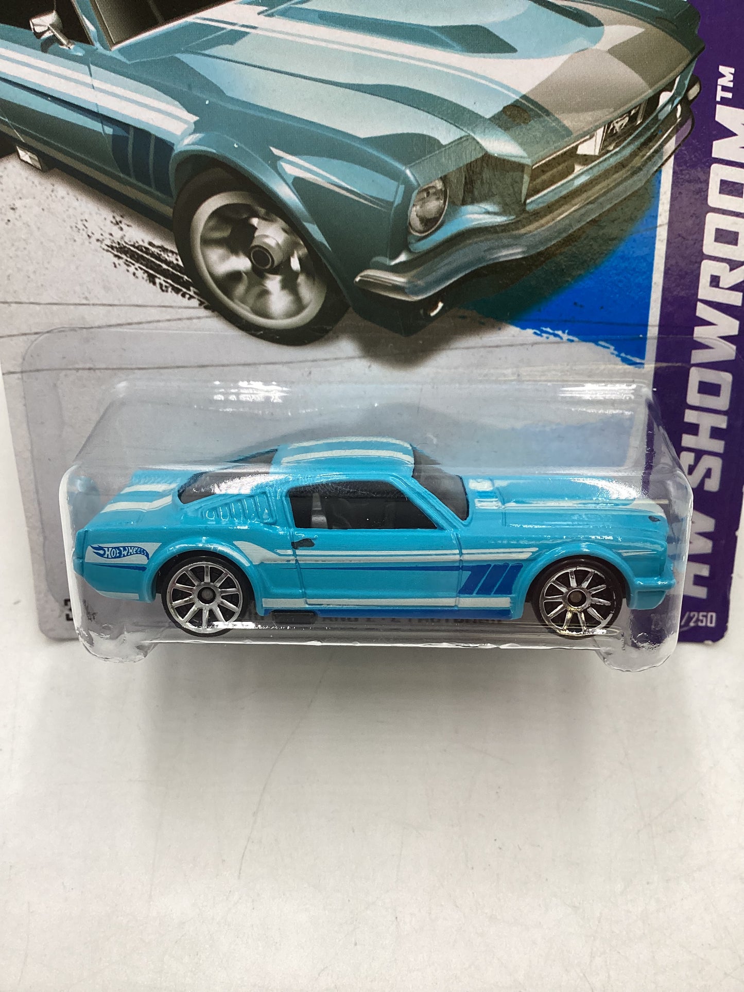 2013 Hot Wheels #237 Light Blue 65 Mustang 2+2 Fastback 30H