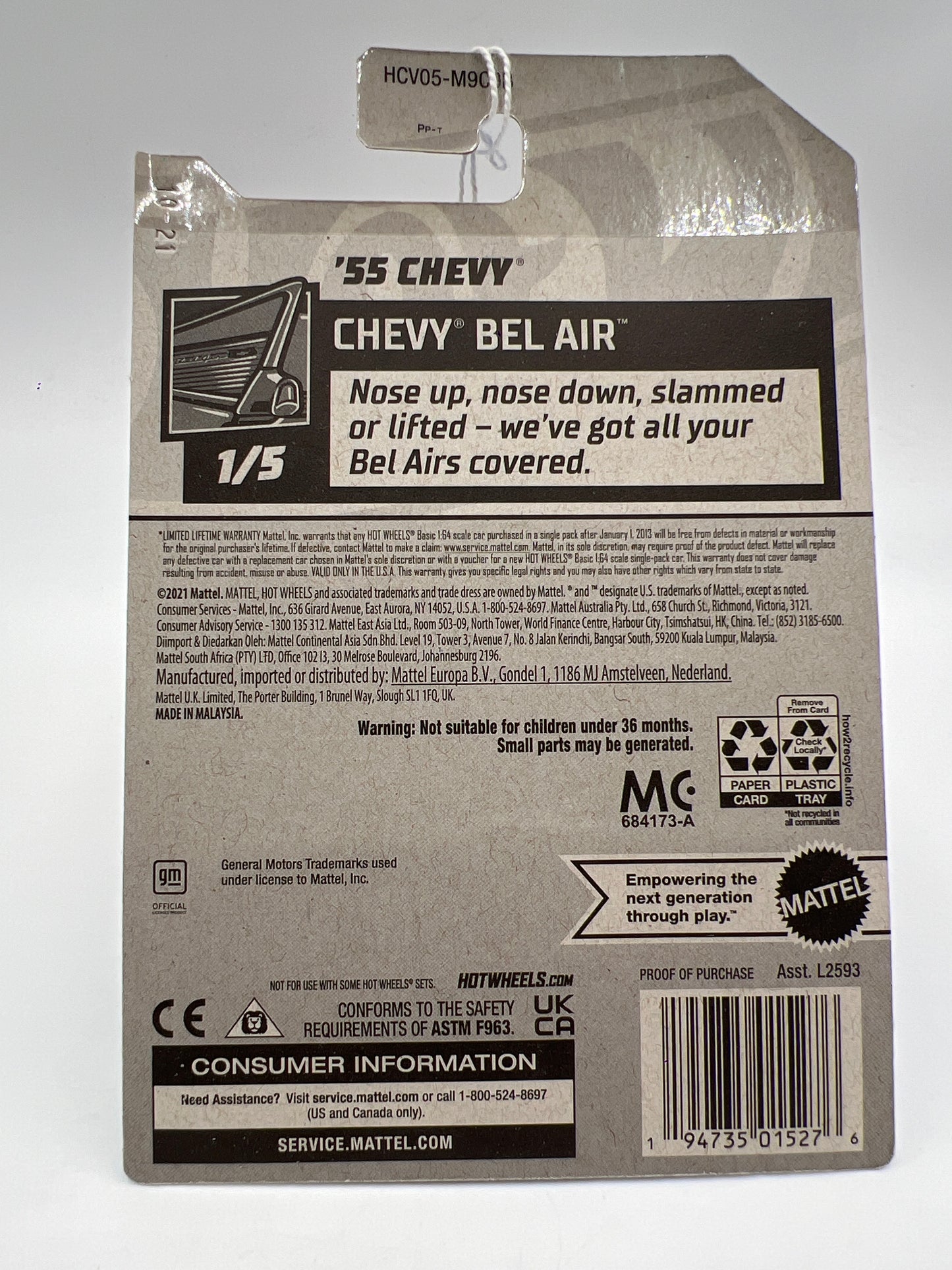 2022 Hot Wheels Chevy Bel Air #20 55 Chevy Blue 10B