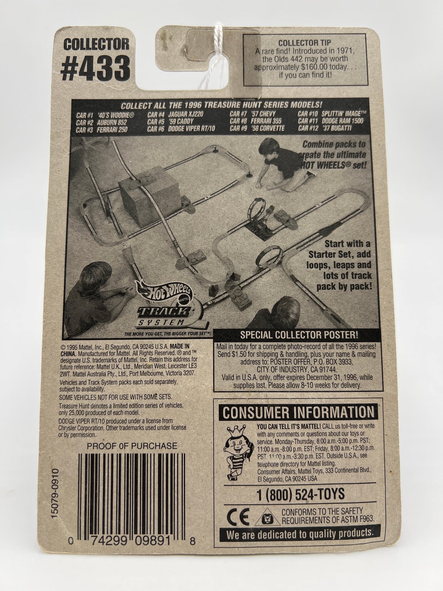 1996 Hot Wheels Treasure Hunt #433 Dodge Viper RT/10 Red 274C