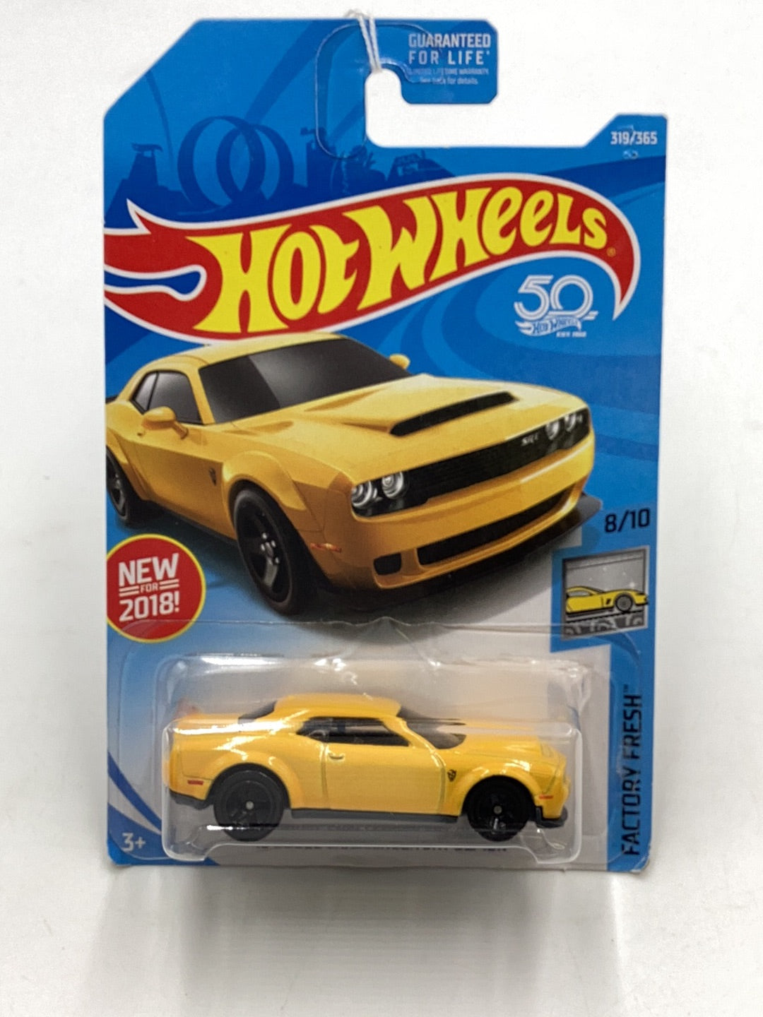 2018 Hot Wheels #319 18 Dodge Challenger SRT Demon 46H creased card