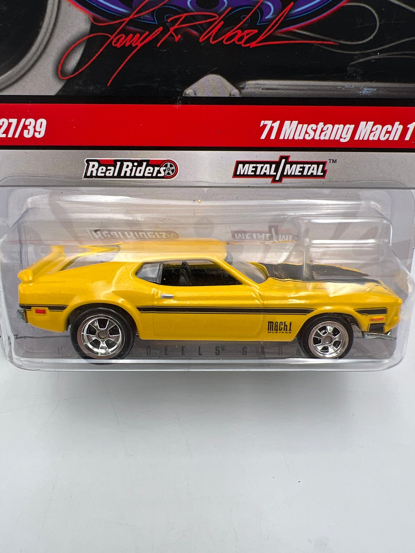 Hot Wheels Premium Larrys Garage #27 71 Mustang Mach 1 Yellow W/Protector
