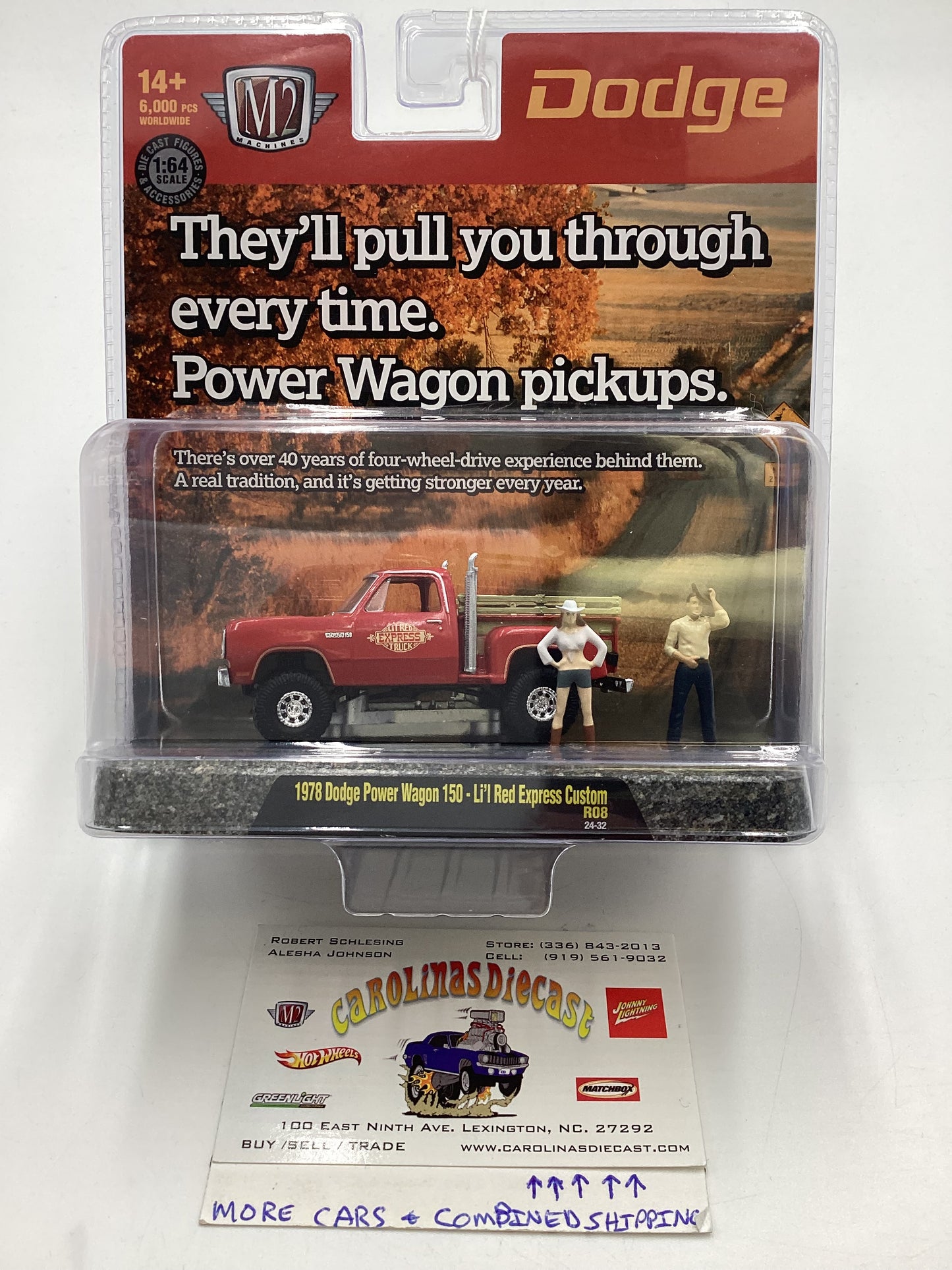 M2 Machines Diorama 1978 Dodge Power Wagon 150 Lil Red Express Custom Red R08 198E