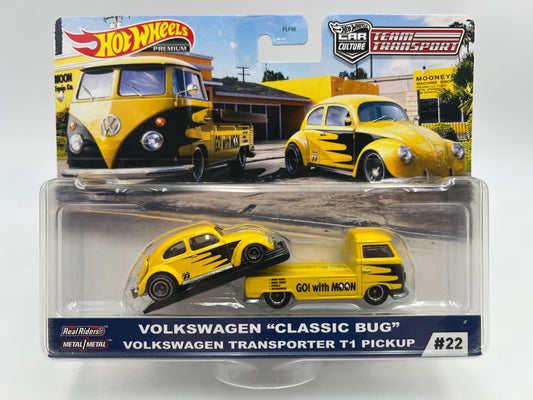 Hot Wheels Team Transport #22 Mooneyes Volkswagen Classic Bug & T1 Pickup W/Protector