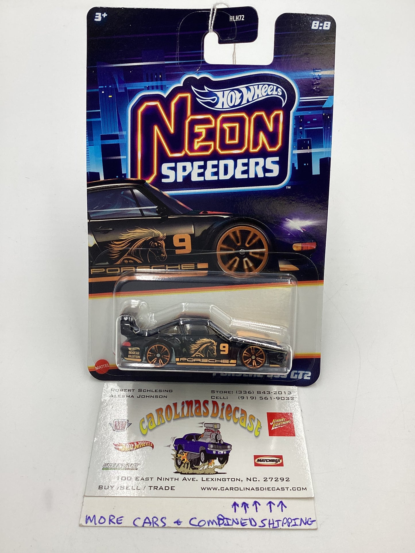 2025 Hot Wheels Neon Speeders #8 Porsche 993 GT2 Metal Base Black 159H