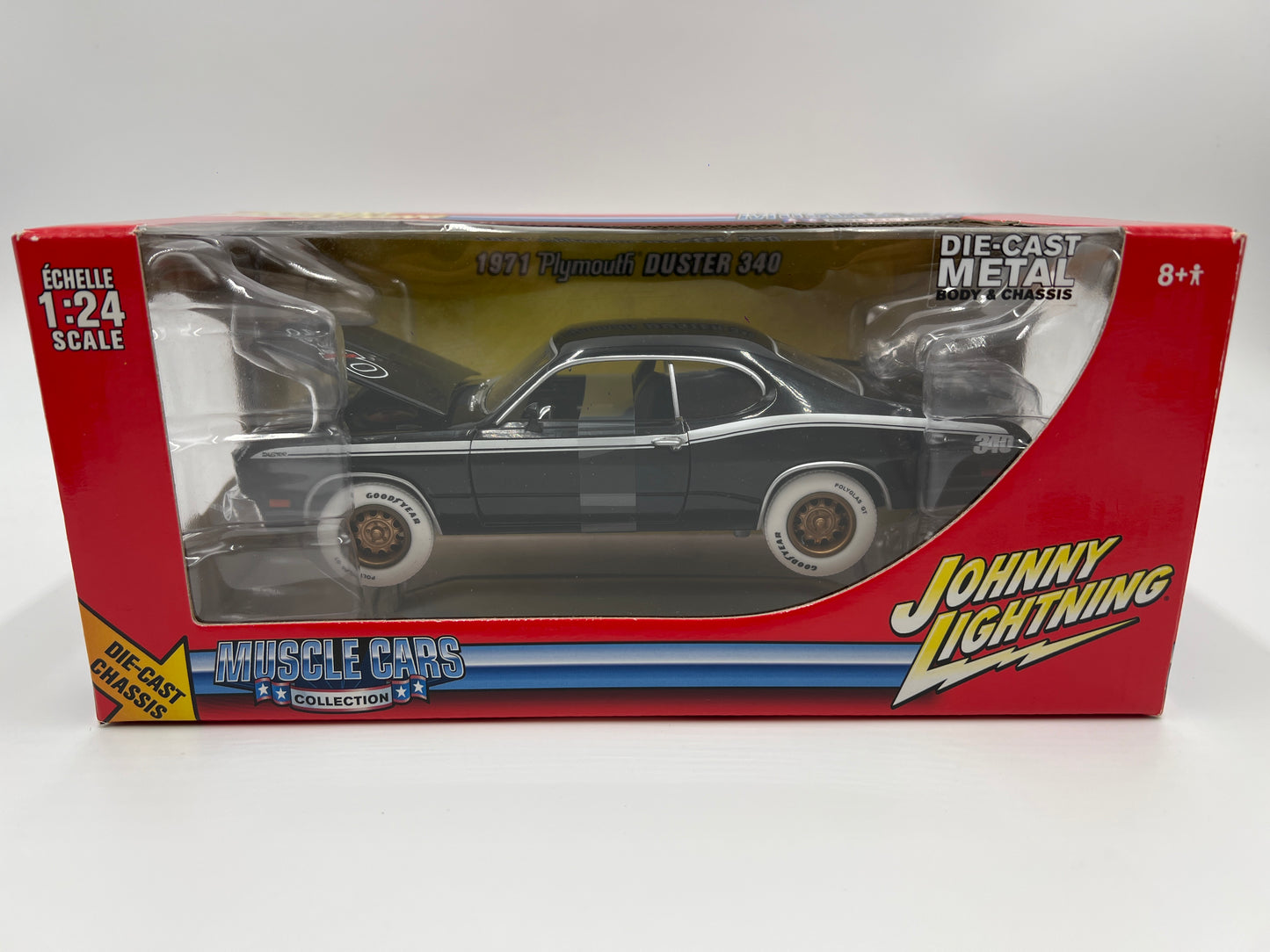 Johnny Lightning 1:24 Scale White Lightning Chase Muscle Cars 1971 Plymouth Duster 340 Black VHTF