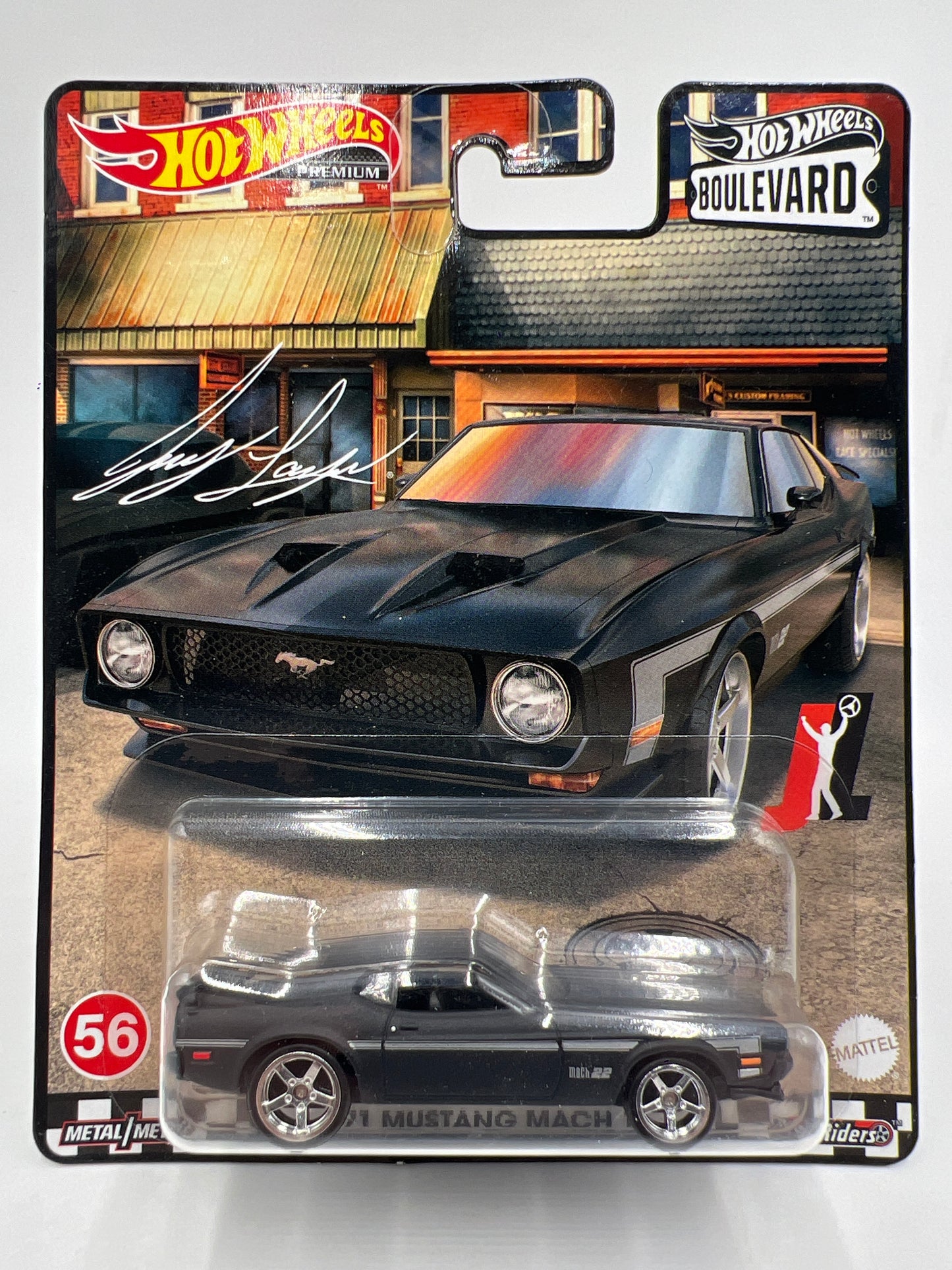 Hot Wheels Premium Boulevard #56 71 Mustang Mach 1 Matte Black 260B