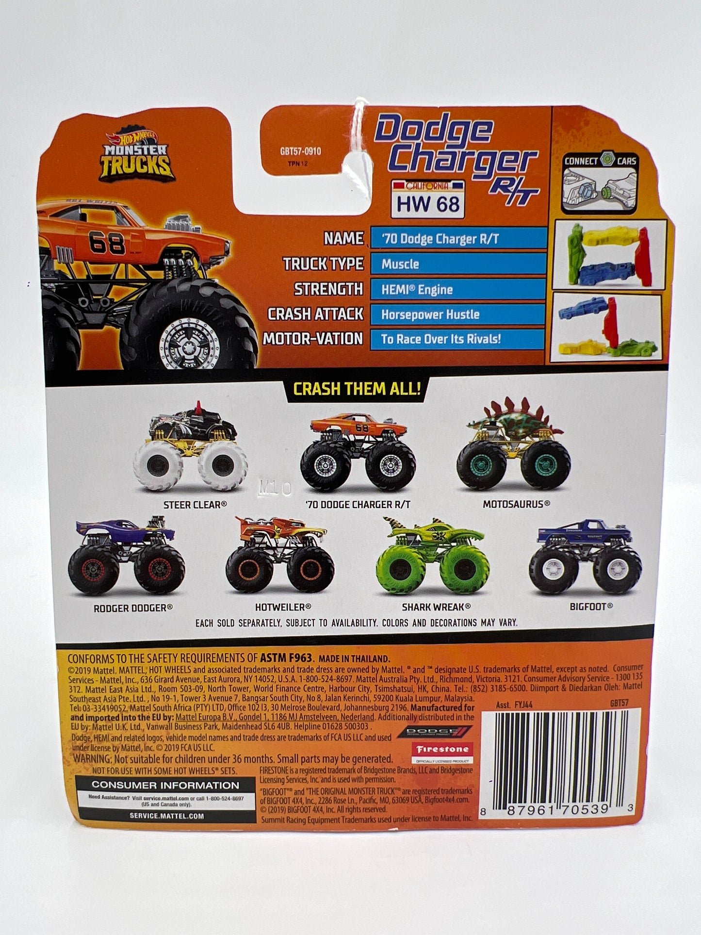 2019 Hot Wheels Monster Trucks #33 Dodge Charger R/T 126E