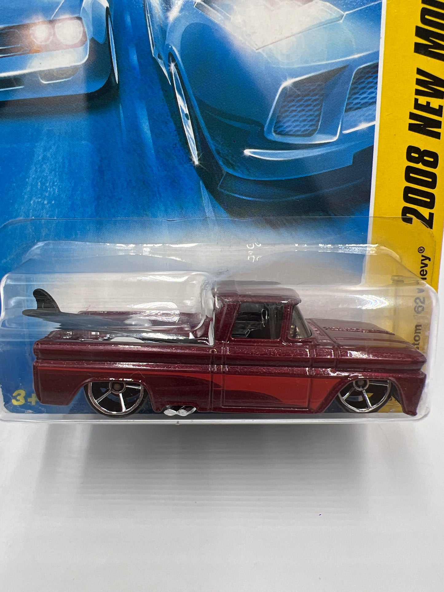 2008 Hot Wheels New Models #13 Custom 62 Chevy Dark Red W/Black Surf Board 7A