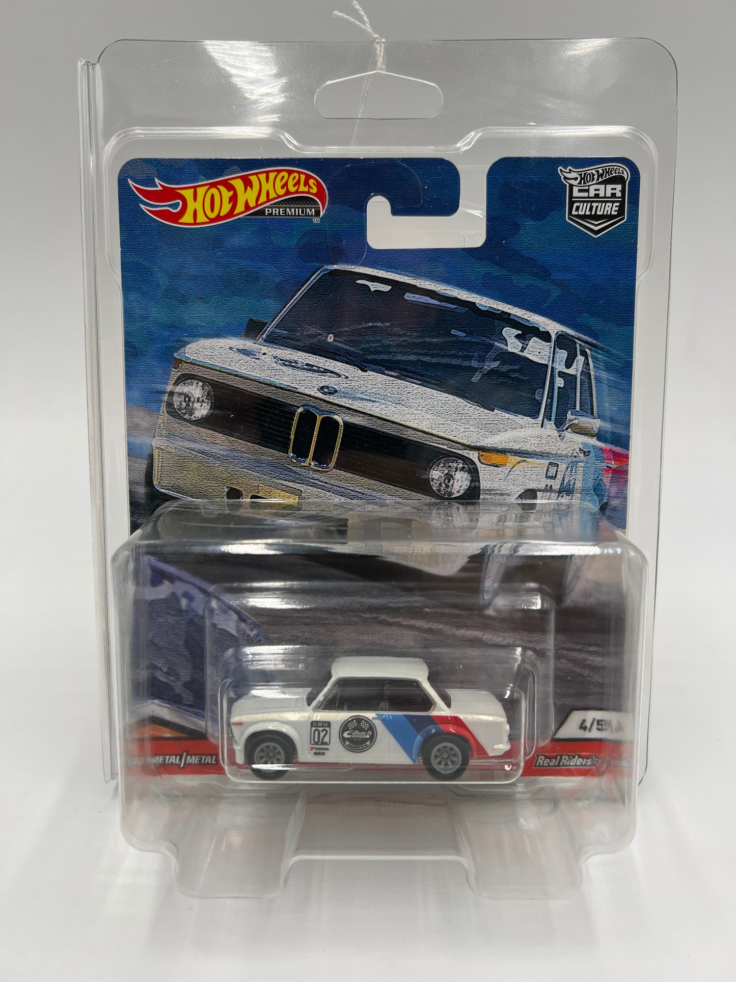2020 Hot Wheels Car Culture Door Slammers #4 ERROR Backwards Facing BMW 2002 White W/Protector