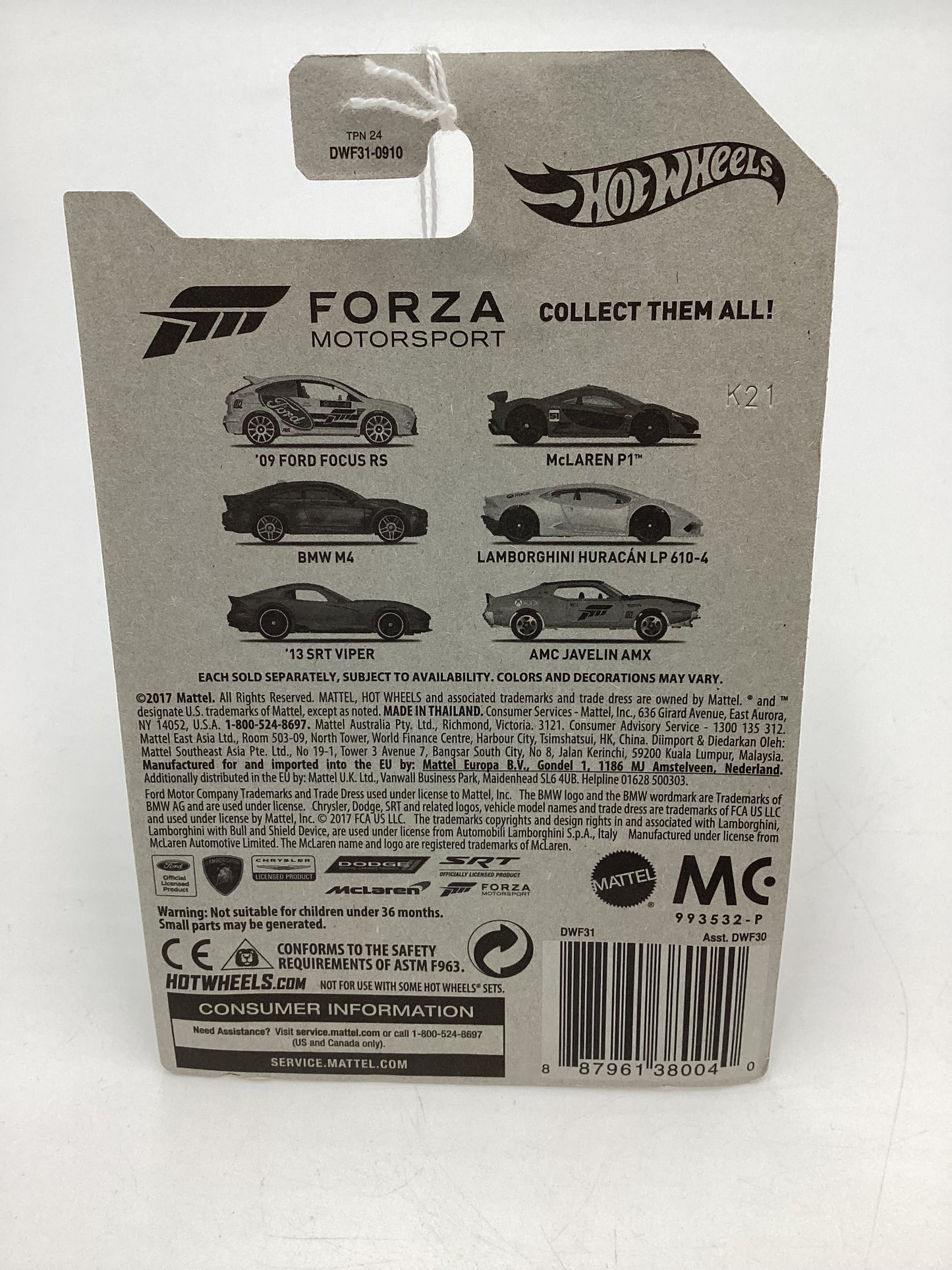 2017 Hot Wheels Forza Motorsport 09 Ford Focus RS White