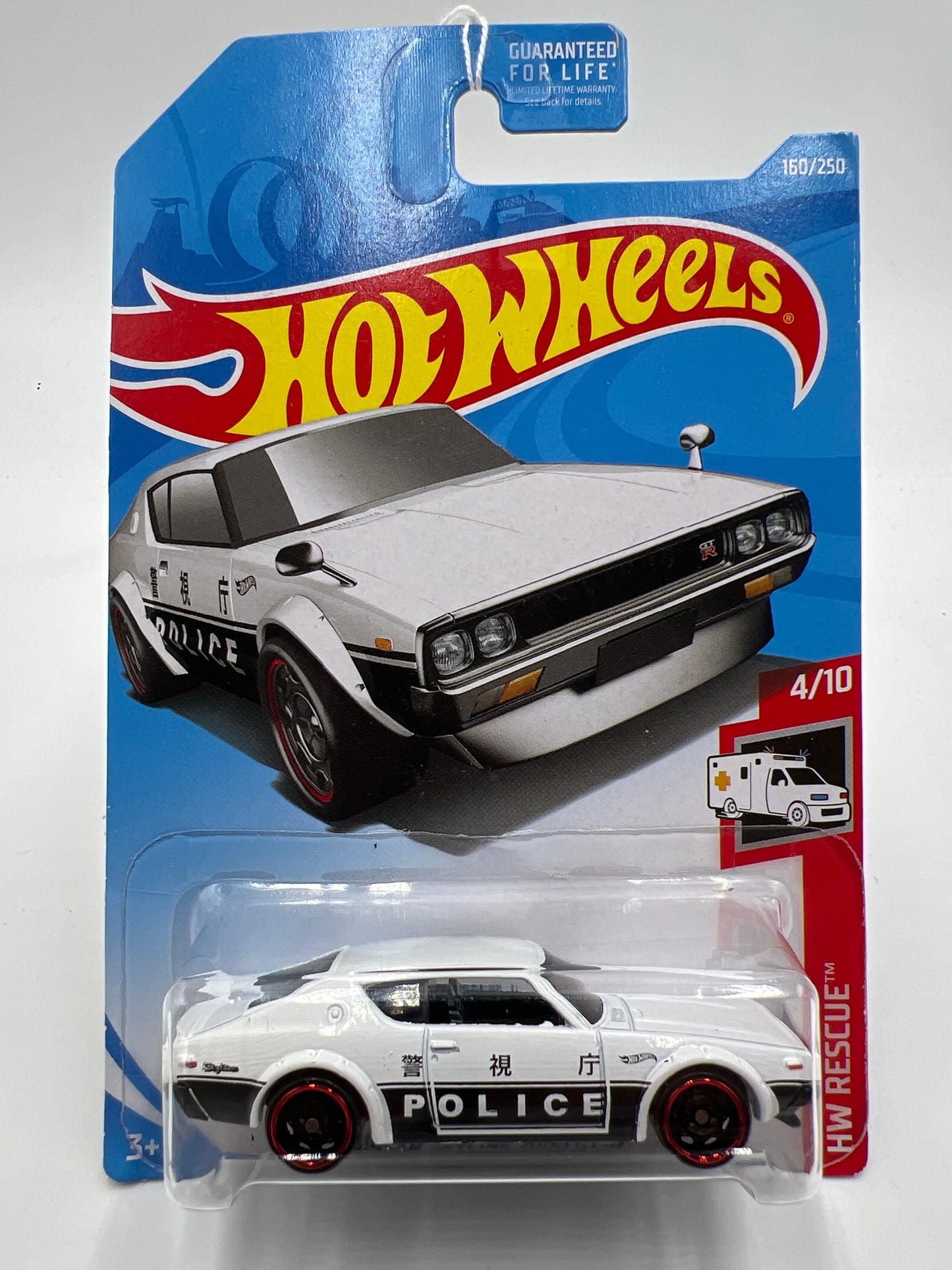 2019 Hot Wheels HW Rescue #160 Nissan Skyline 2000 GT-R Police Black/White 82E