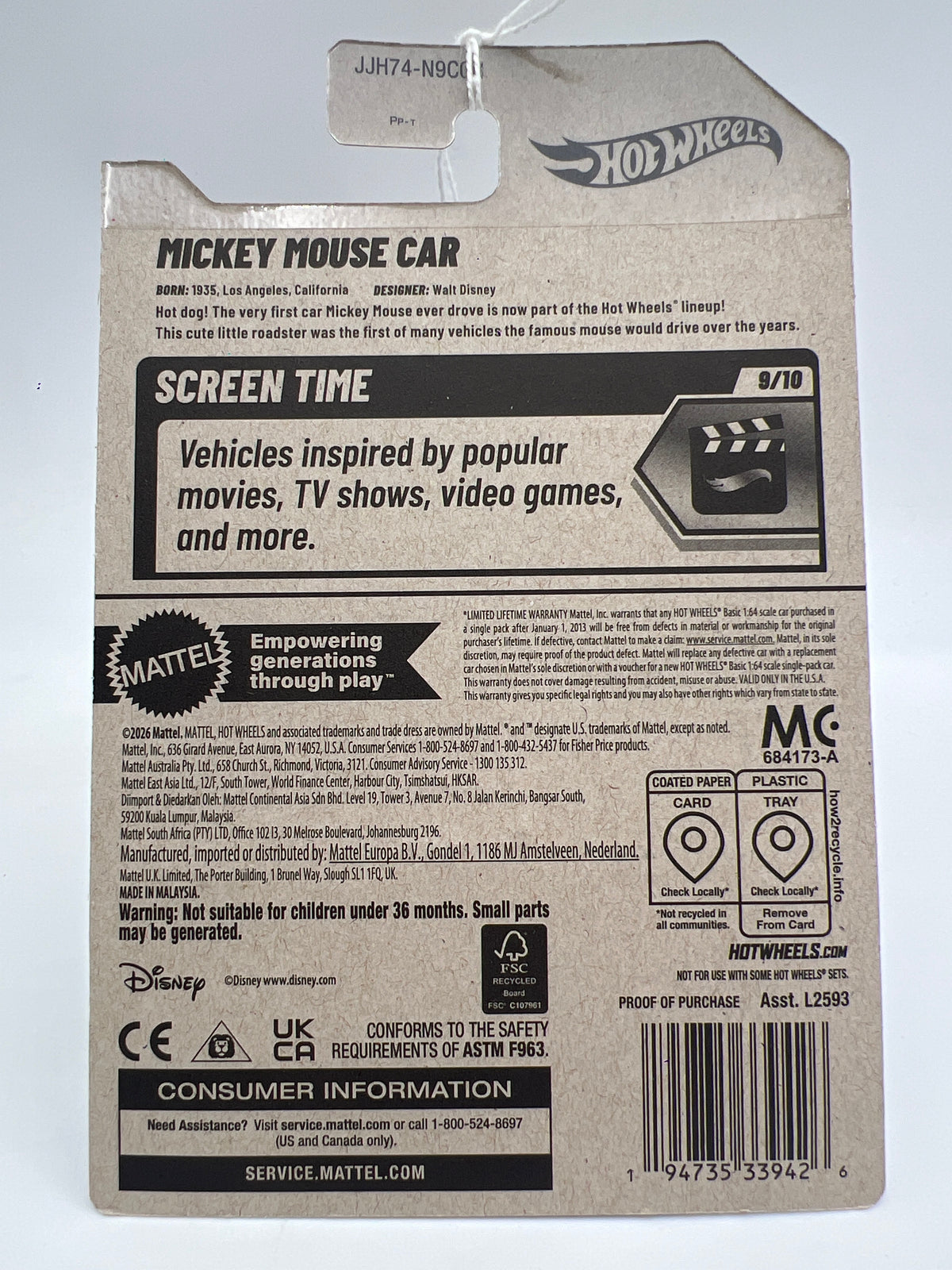 2026 Hot Wheels N Case #236 Mickey Mouse Car