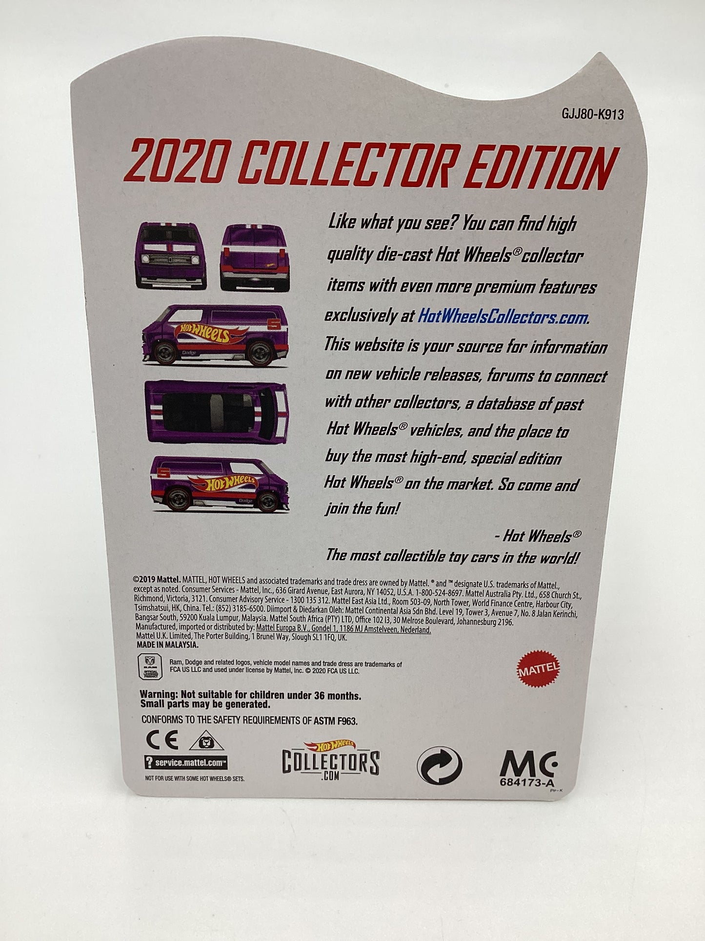 2020 Hot Wheels Collectors Edition mail in #5 Custom 77 Dodge Van Purple with protector