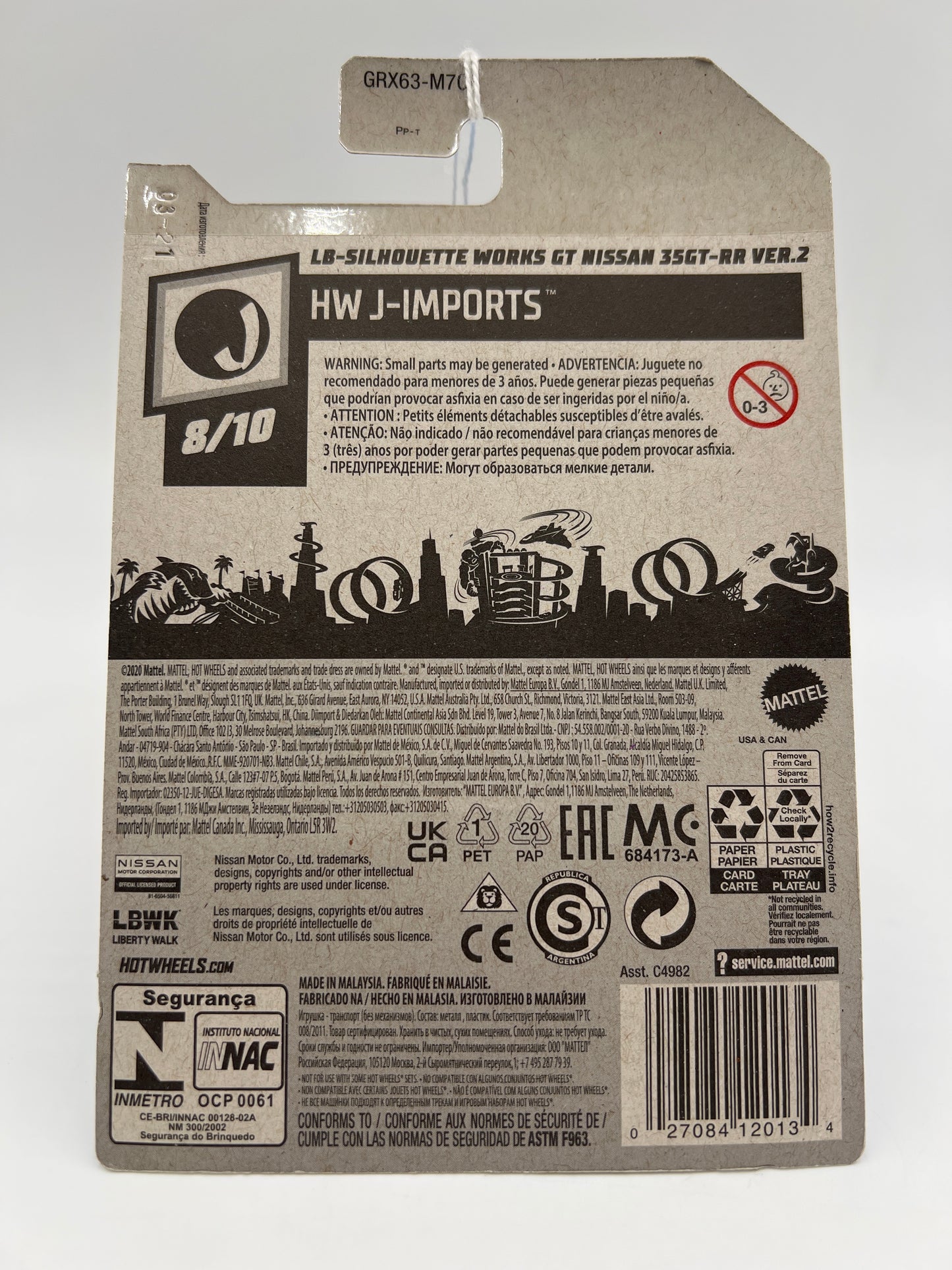 2021 Hot Wheels J-Imports #204 LB-Silhouette Works GT Nissan 35GT-RR V.2 Blue International Card 82B