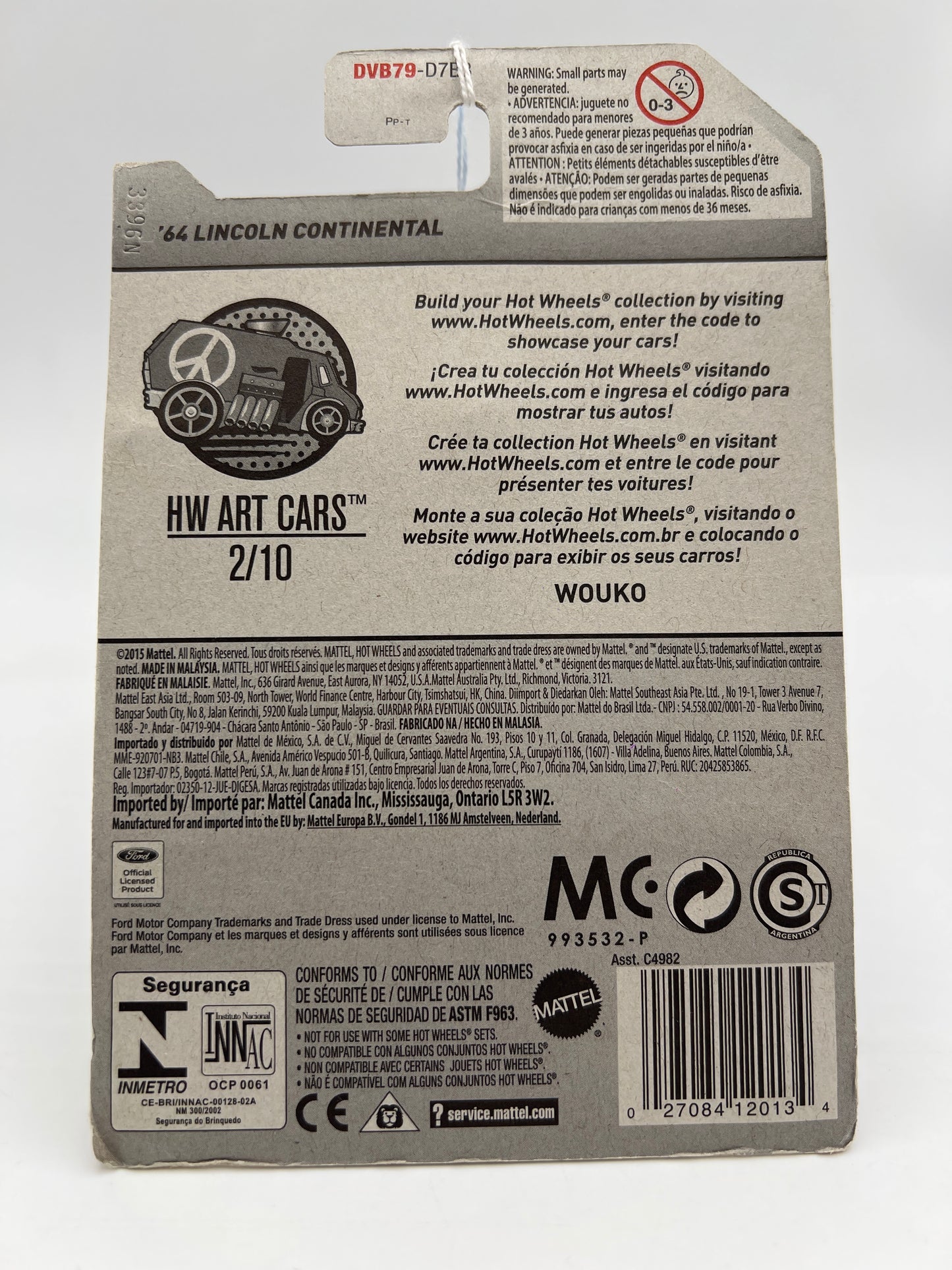 2016 Hot Wheels Art Cars #110 64 Lincoln Continental Blue International Card 57C