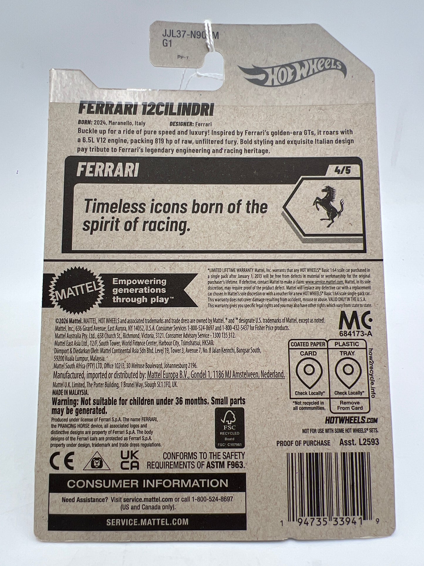2026 Hot Wheels M Case #94 Ferrari 12Cilindri Blue
