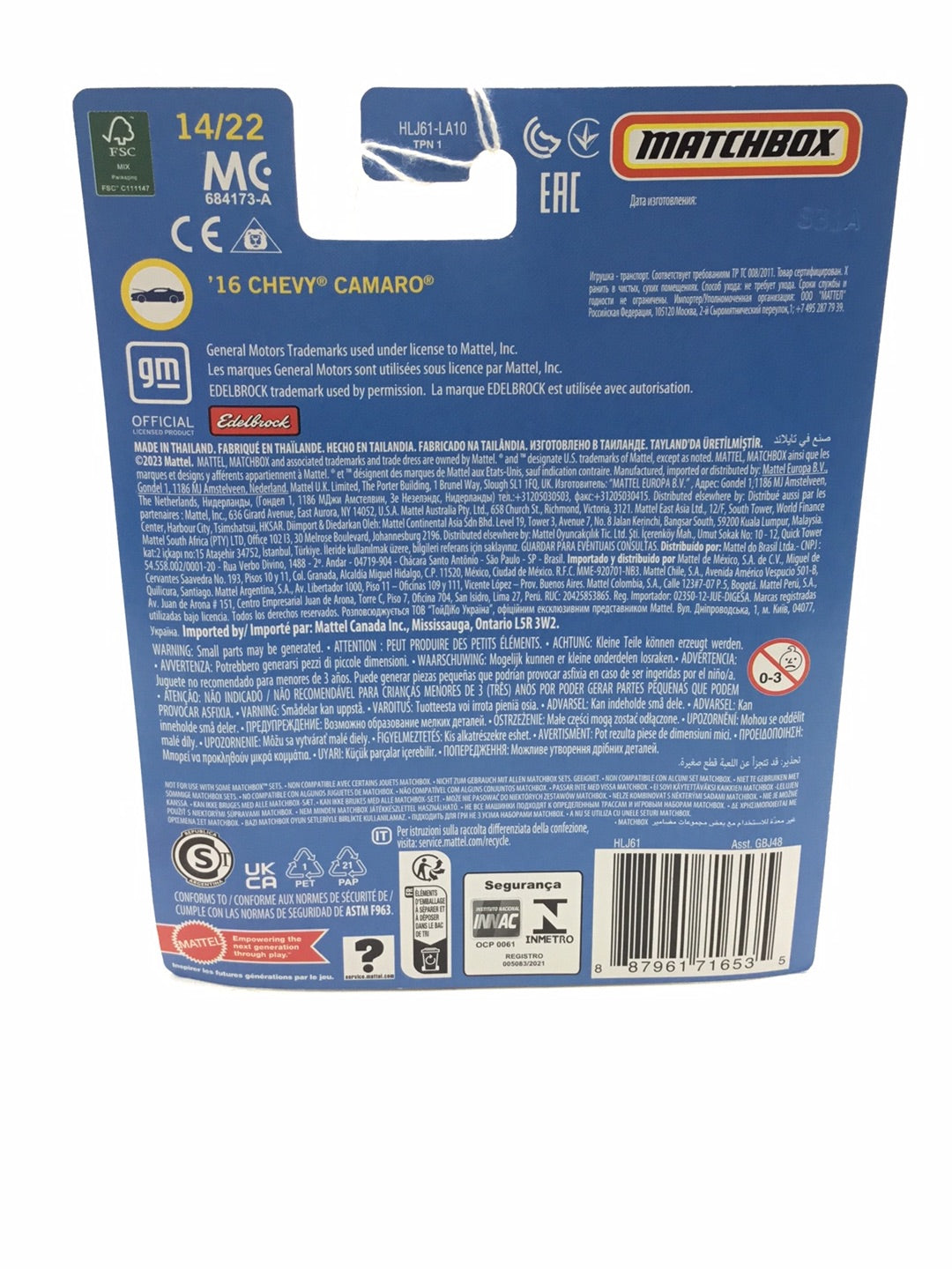 2023 matchbox Collectors #14 16 Chevy Camaro 14/22