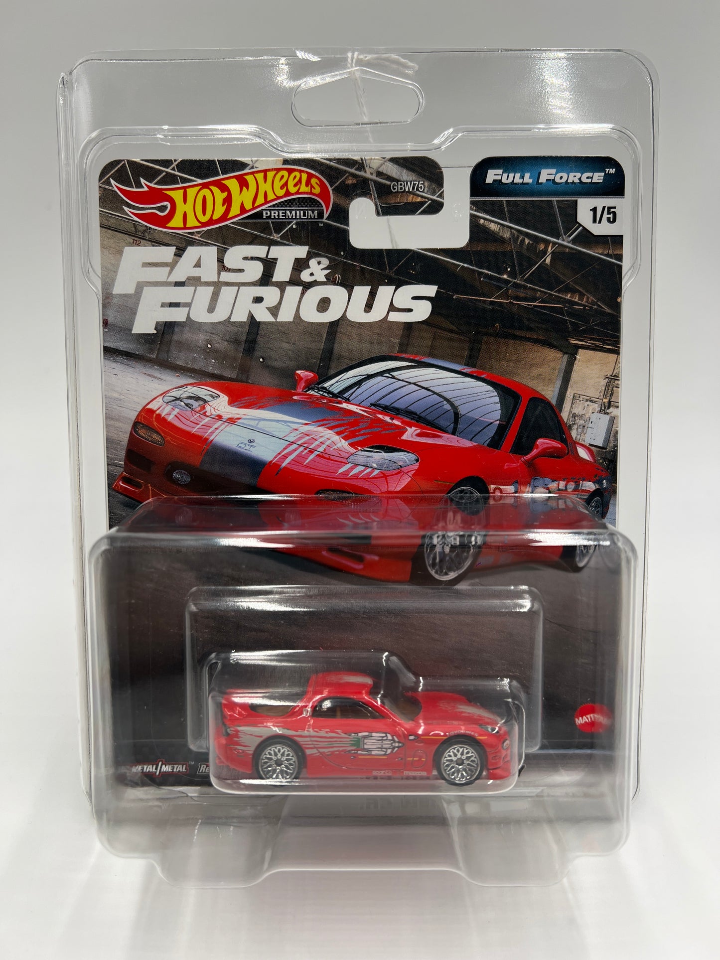 Hot Wheels Premium Fast and Furious Full Force #1 95 Mazda RX-7 Red W/Protector
