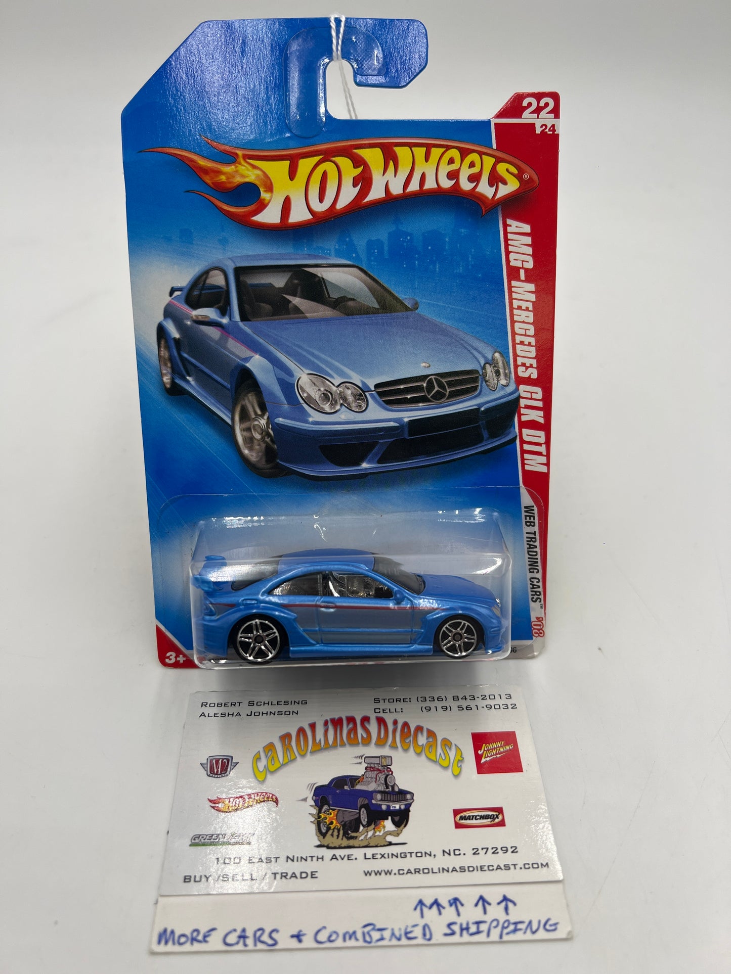 2008 Hot Wheels Web Trading Cars #98 AMG Mercedes CLK DTM Blue *Vein On Back*