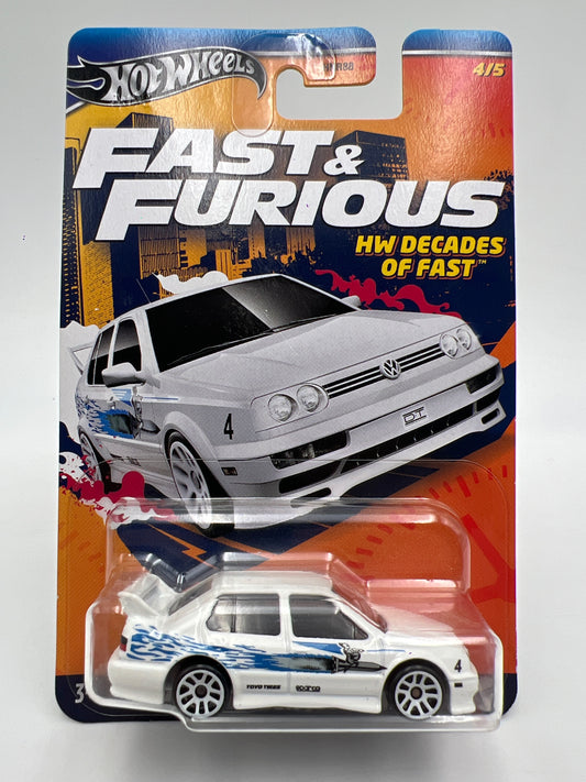 Hot Wheels Fast and Furious Decades of Fast #4 Volkswagen Jetta MK3 White W/Protector