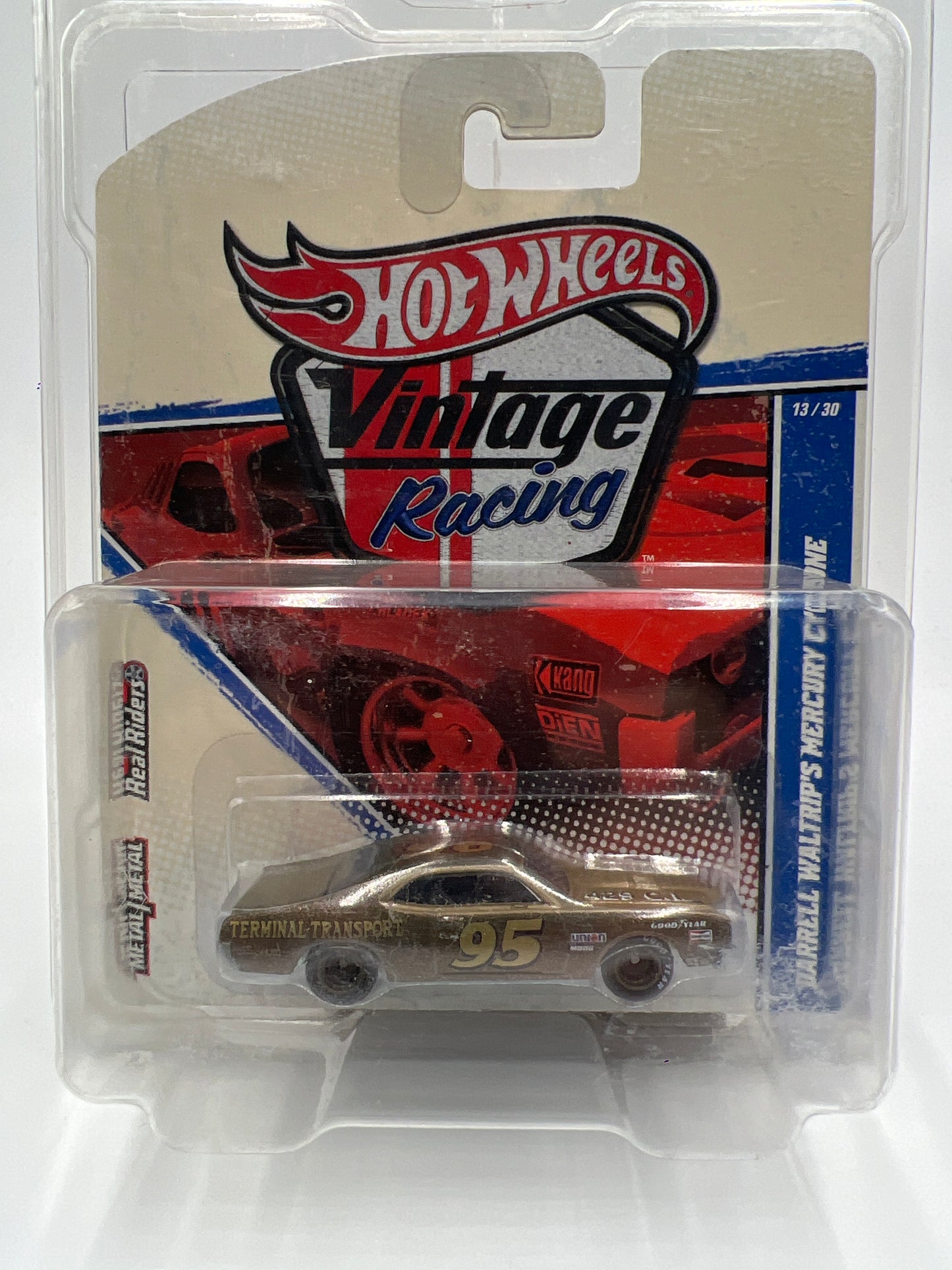 Hot Wheels Premium Vintage Racing #13 Darrell Waltrips Mercury Cyclone Brown W/Protector