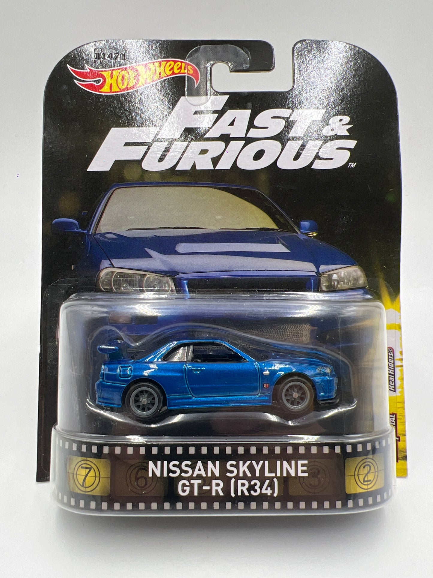 Hot Wheels Retro Entertainment Fast & Furious Nissan Skyline GT-R R34 Blue W/Protector