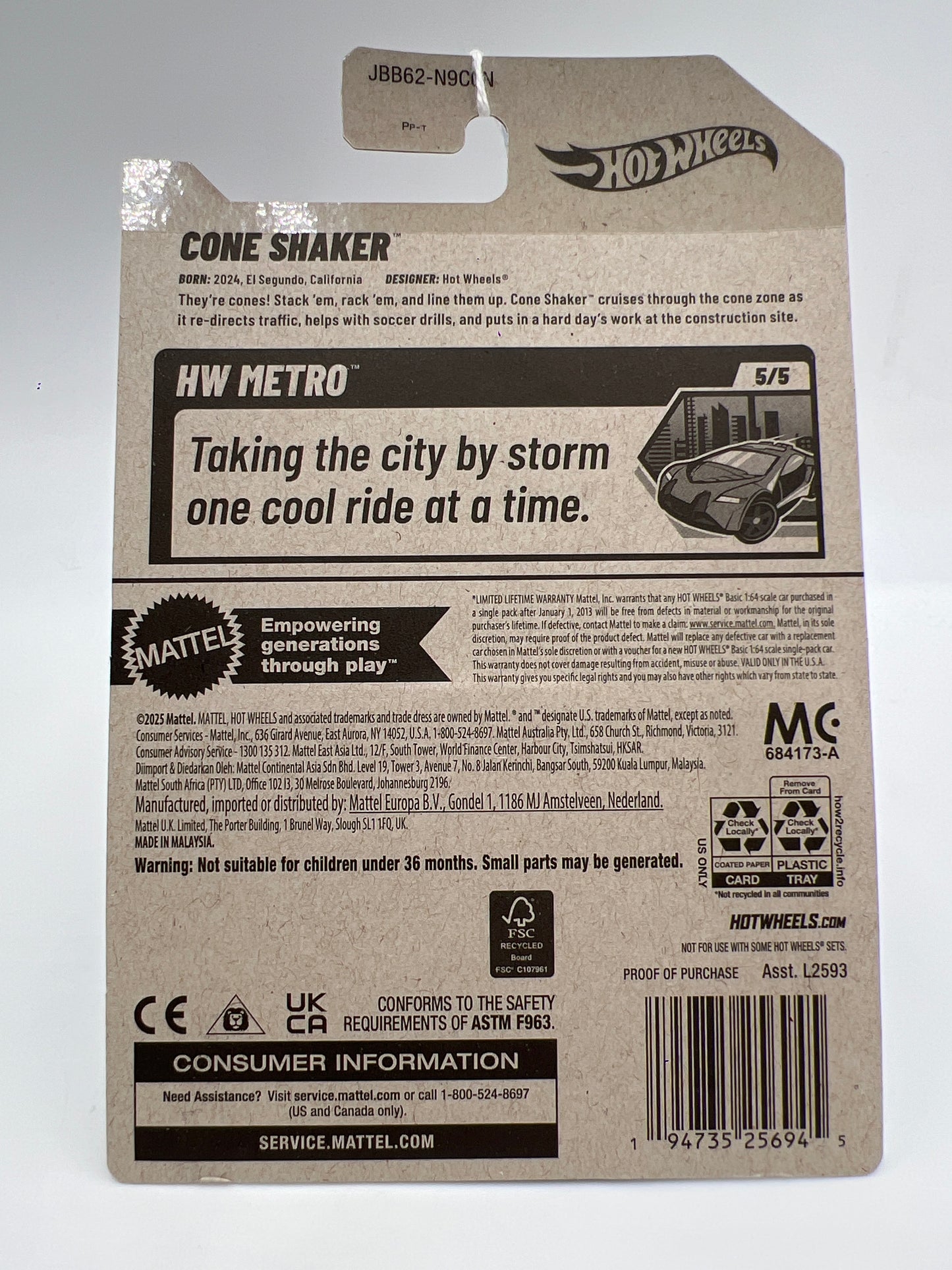 2025 Hot Wheels N Case Metro #148 Cone Shaker Green 123F