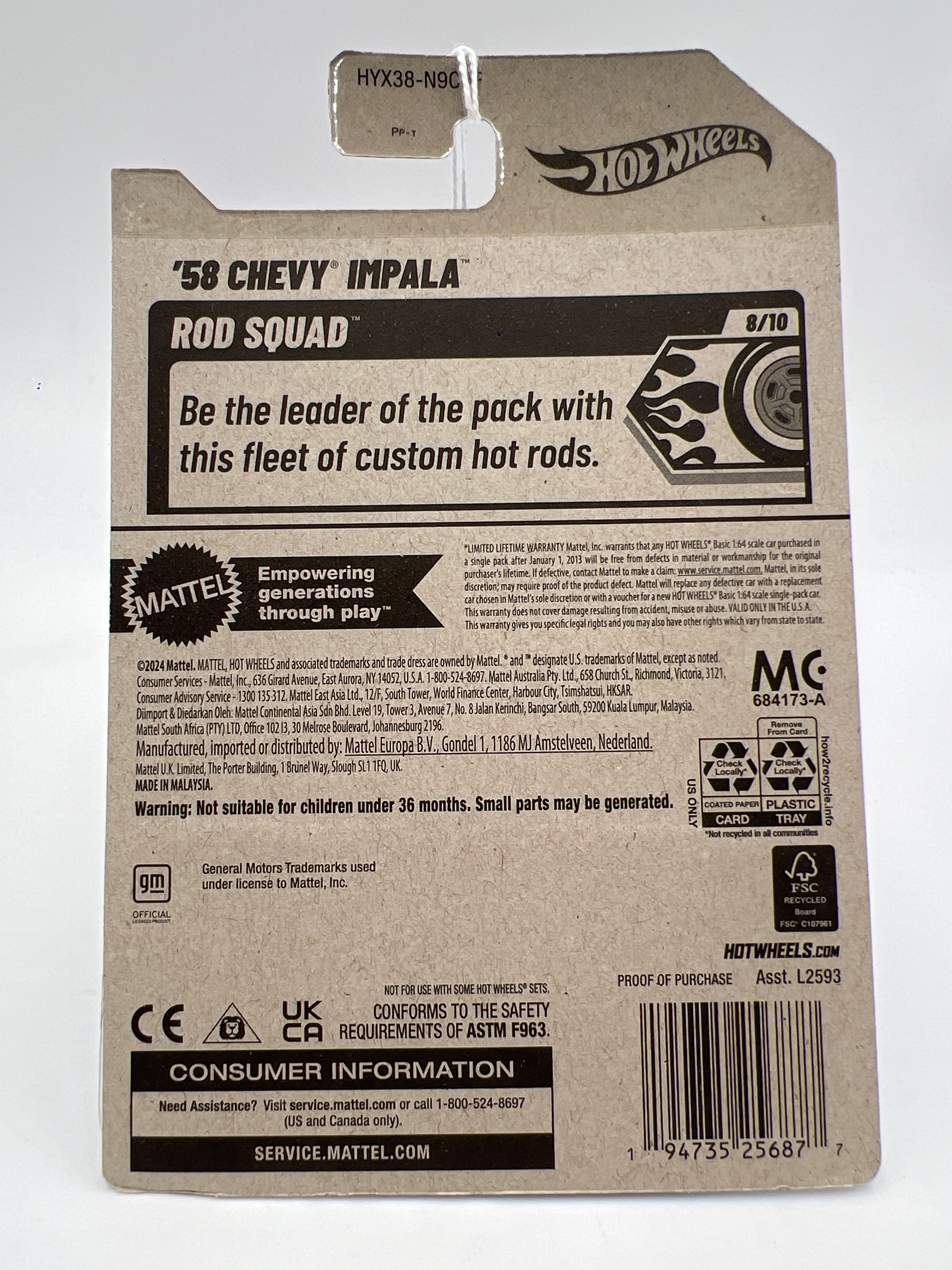 2025 Hot Wheels F Case Rod Squad #111 58 Chevy Impala 16F