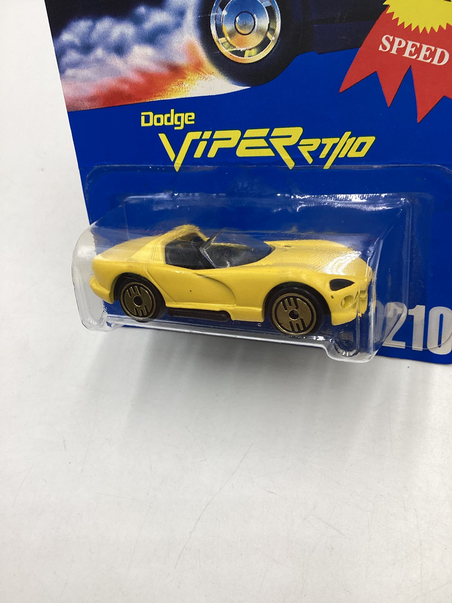 Hot Wheels Blue Card Collector No. 210 Dodge Viper R/T 10 Yellow UH Gold Wheels 240D