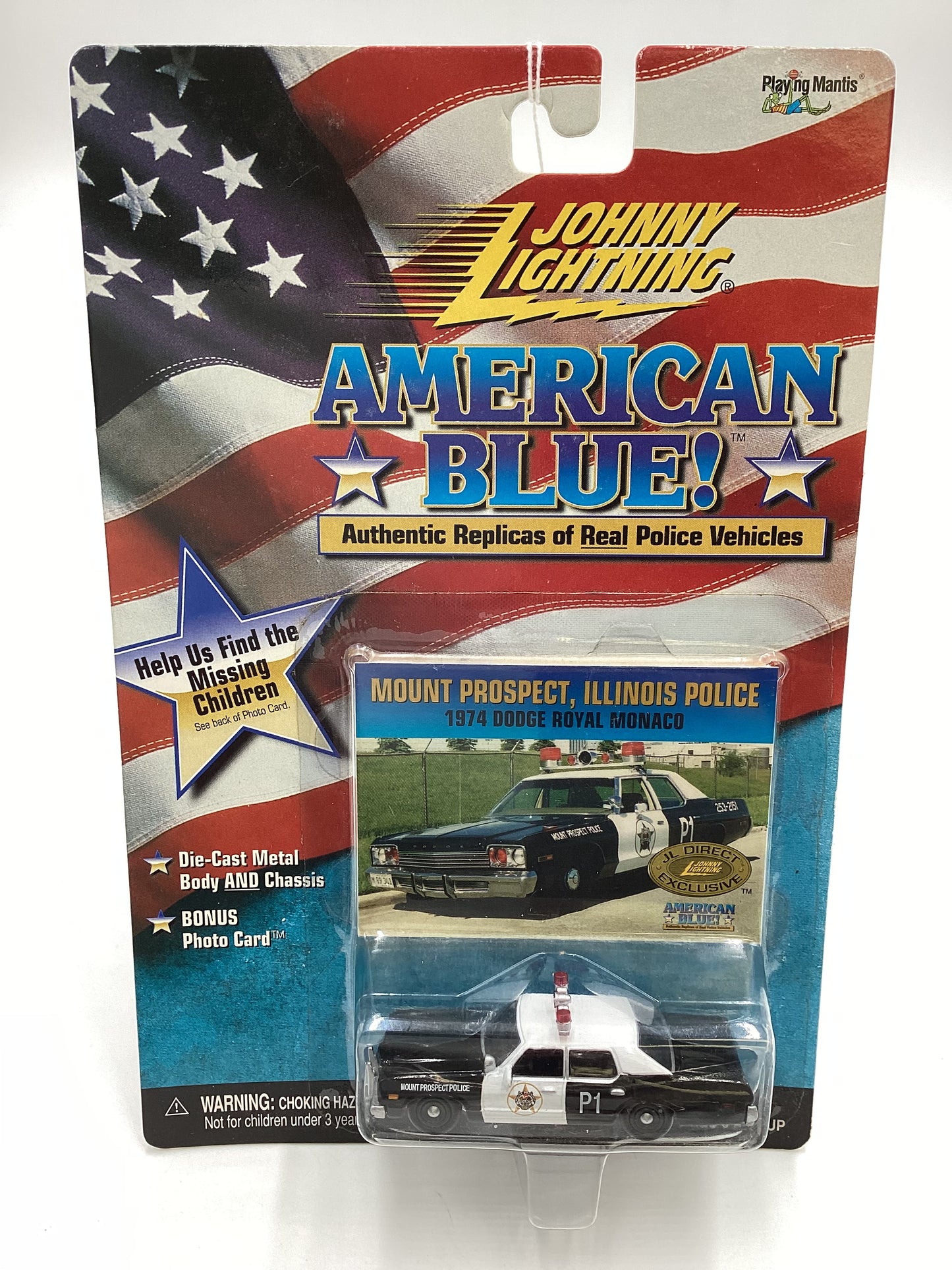 JOHNNY LIGHTNING American Blue Mount Prospect Illinois Police 1974 Dodge Royal. Monoco Black/White JL Direct Exclusive Mail In