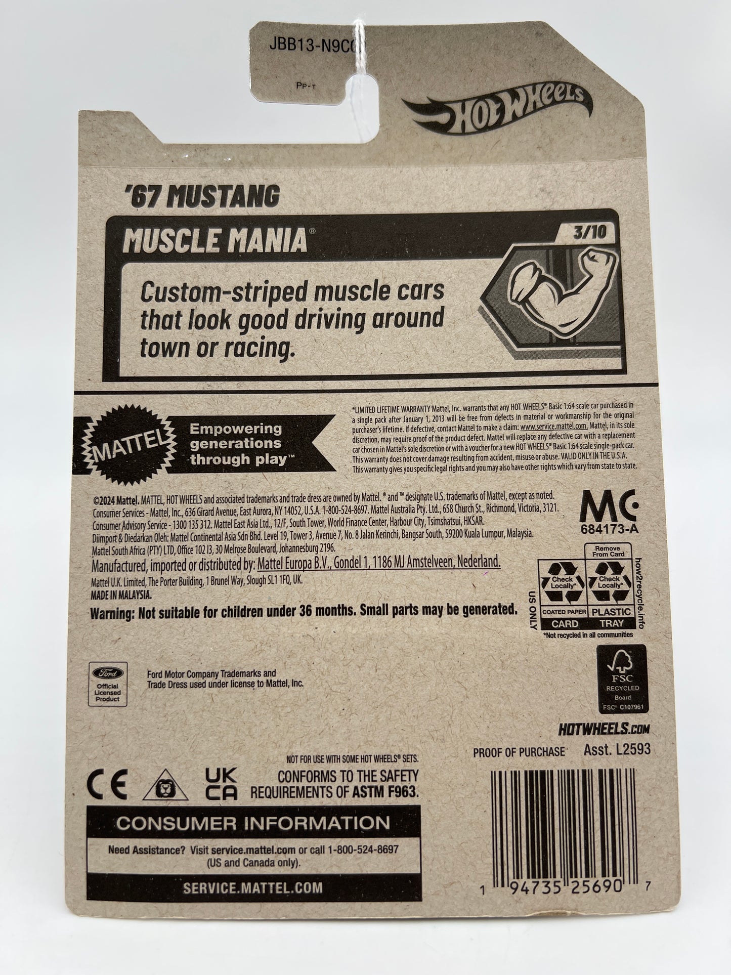 2025 Hot Wheels J Case Muscle Mania #189 67 Mustang Black 21B