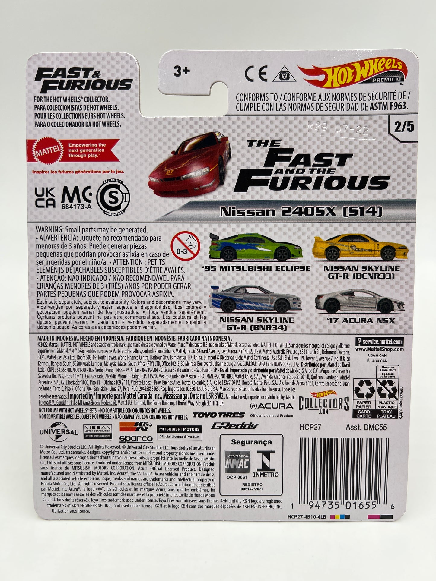 Hot Wheels Premium Fast & Furious #2 Nissan 240SX S14 Red 246L
