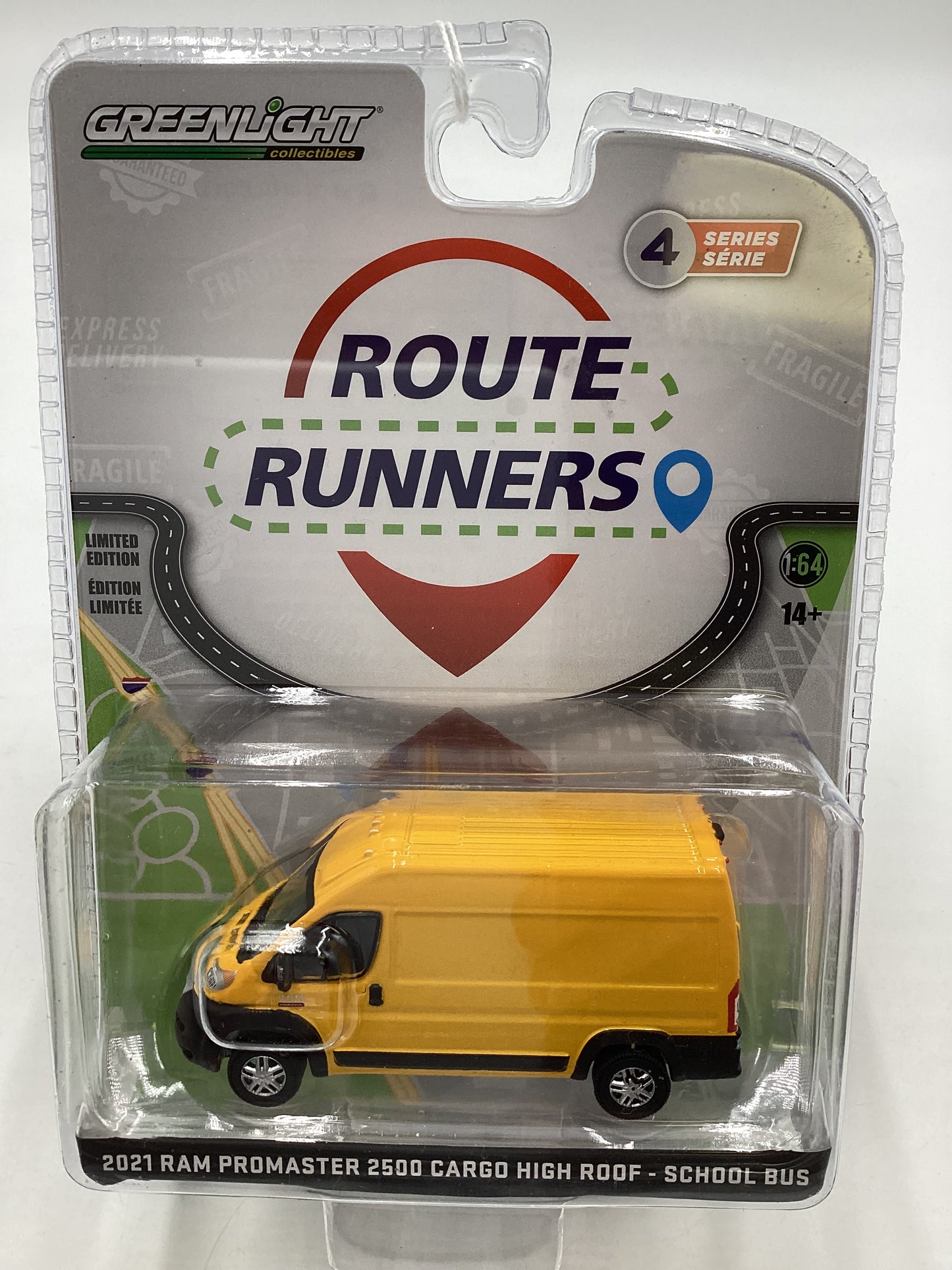 Greenlight Route Runners Series 4 2021 Ram Promaster 2500 Cargo High Roof School Bus 177B