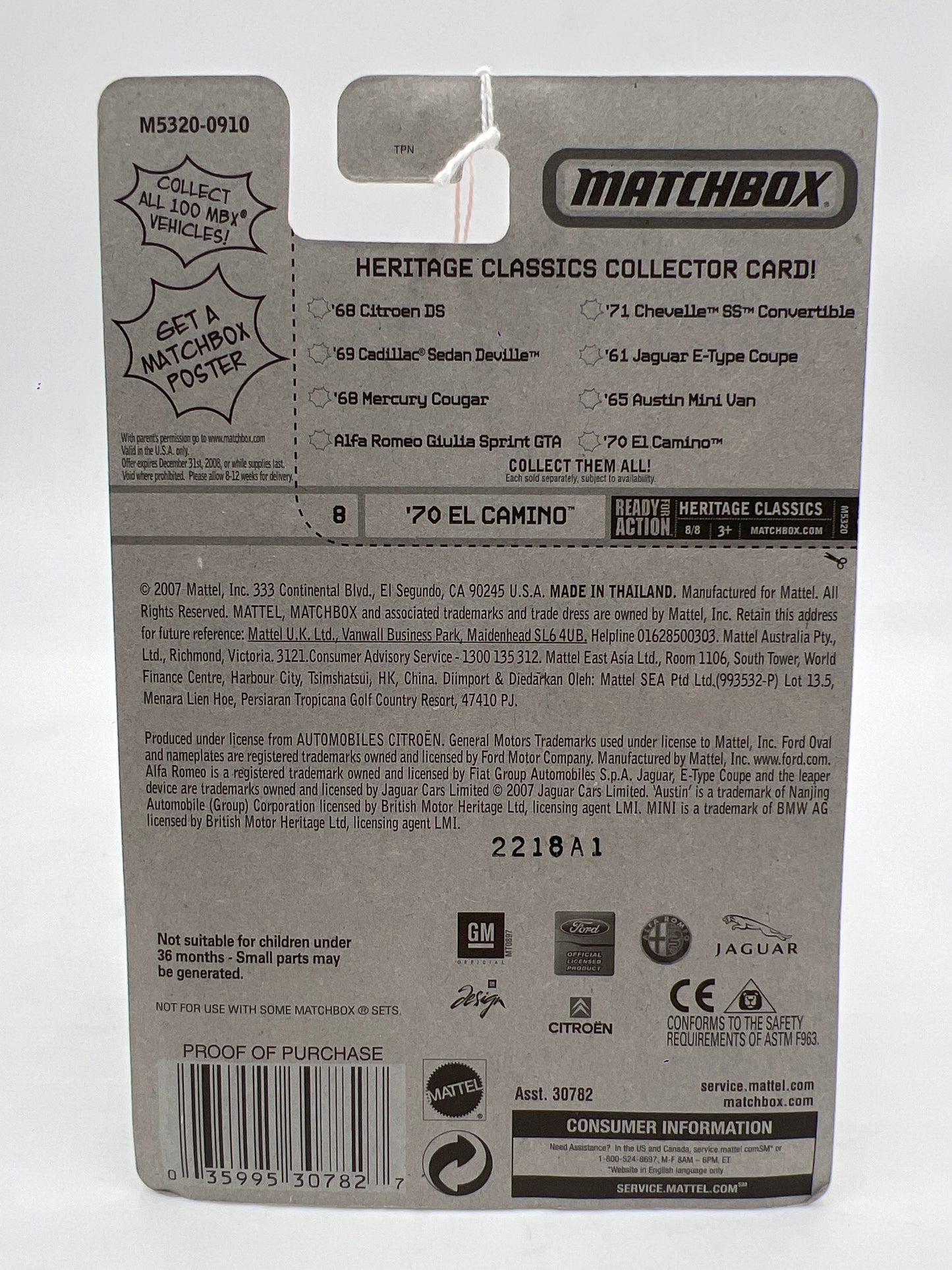 Matchbox Heritage Classics #8 70 El Camino Blue 209D