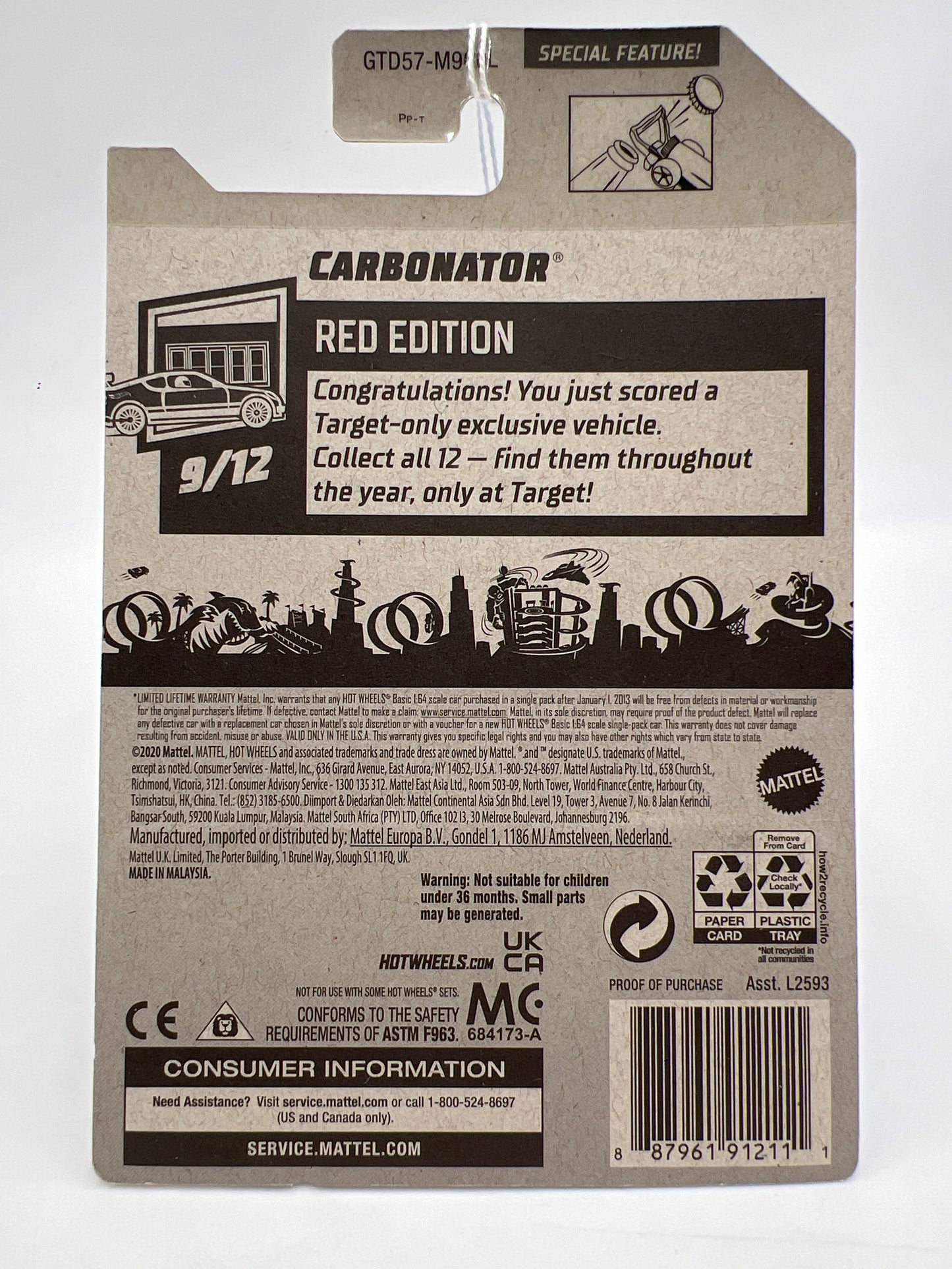 2021 Hot Wheels Target Exclusive Red Edition #6 Carbonator Red 143F