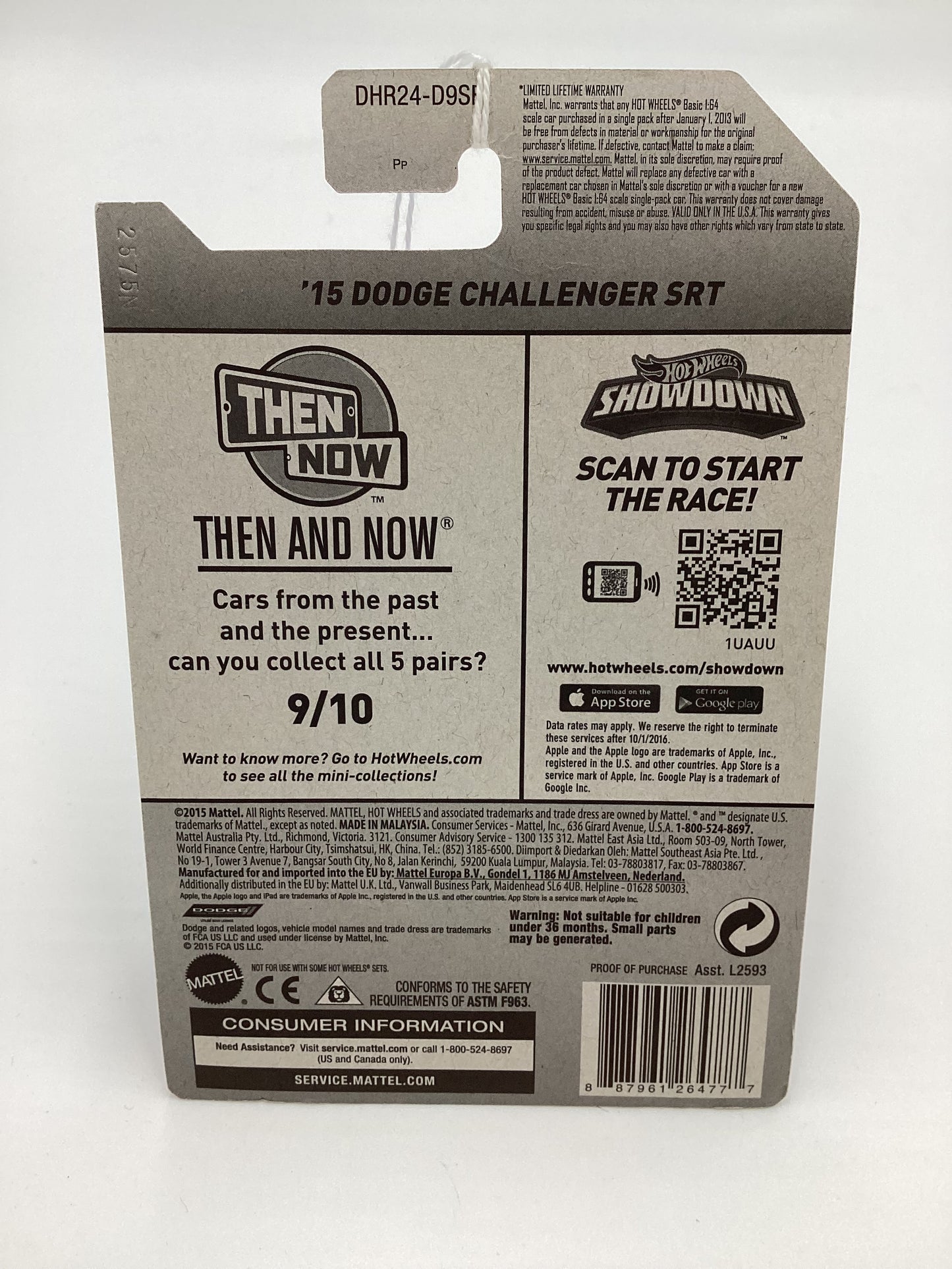 2016 Hot Wheels #109 15 Dodge Challenger SRT Blue Target Snowflake Card 237F