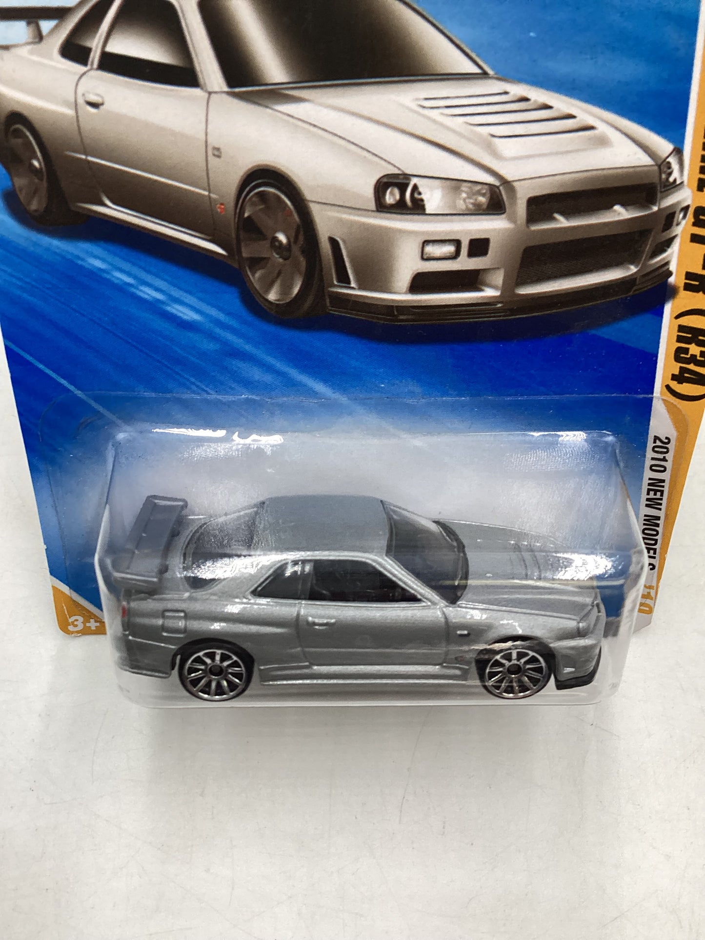 2010 Hot Wheels #007 Silver Nissan Skyline GT-R R34 W/Protector