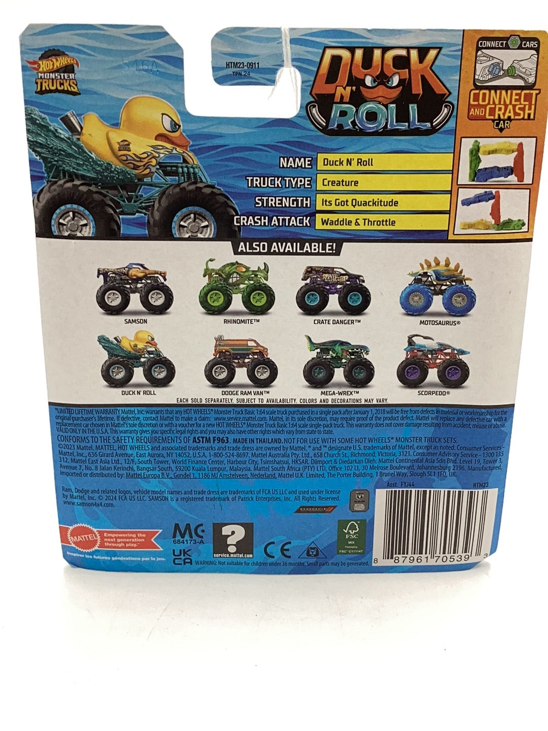 Hot wheels monster Trucks Back to Basics 1/7 Duck n’ Roll 134G