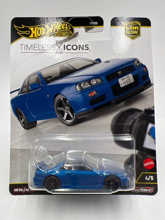Hot Wheels Premium Car Culture Timeless Icons #4 Nissan Skyline GT-R V-Spec II BNR34 Blue 257D