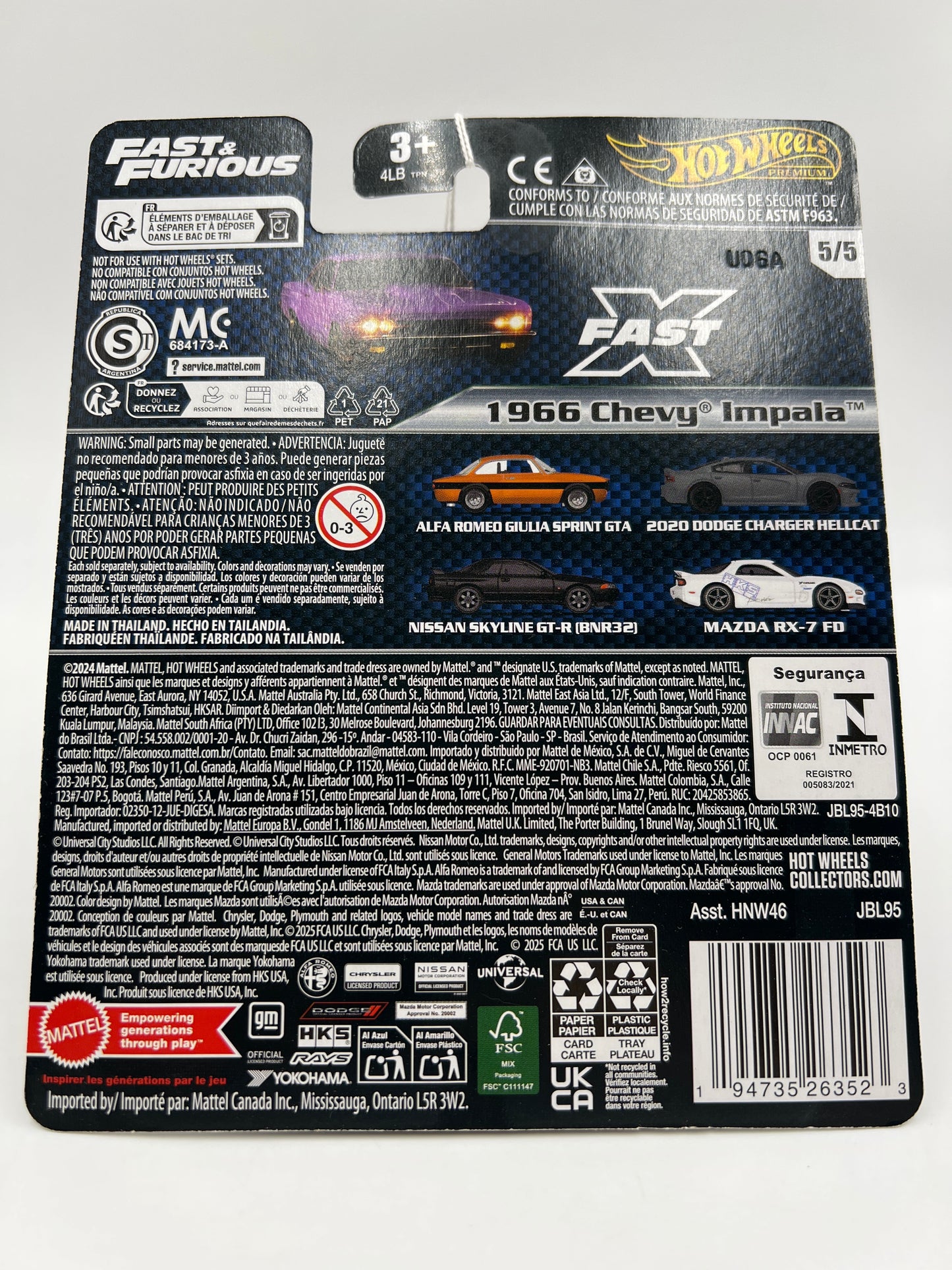 2025 Hot Wheels Premium Fast & Furious #5 1966 Chevy Impala Purple 246H