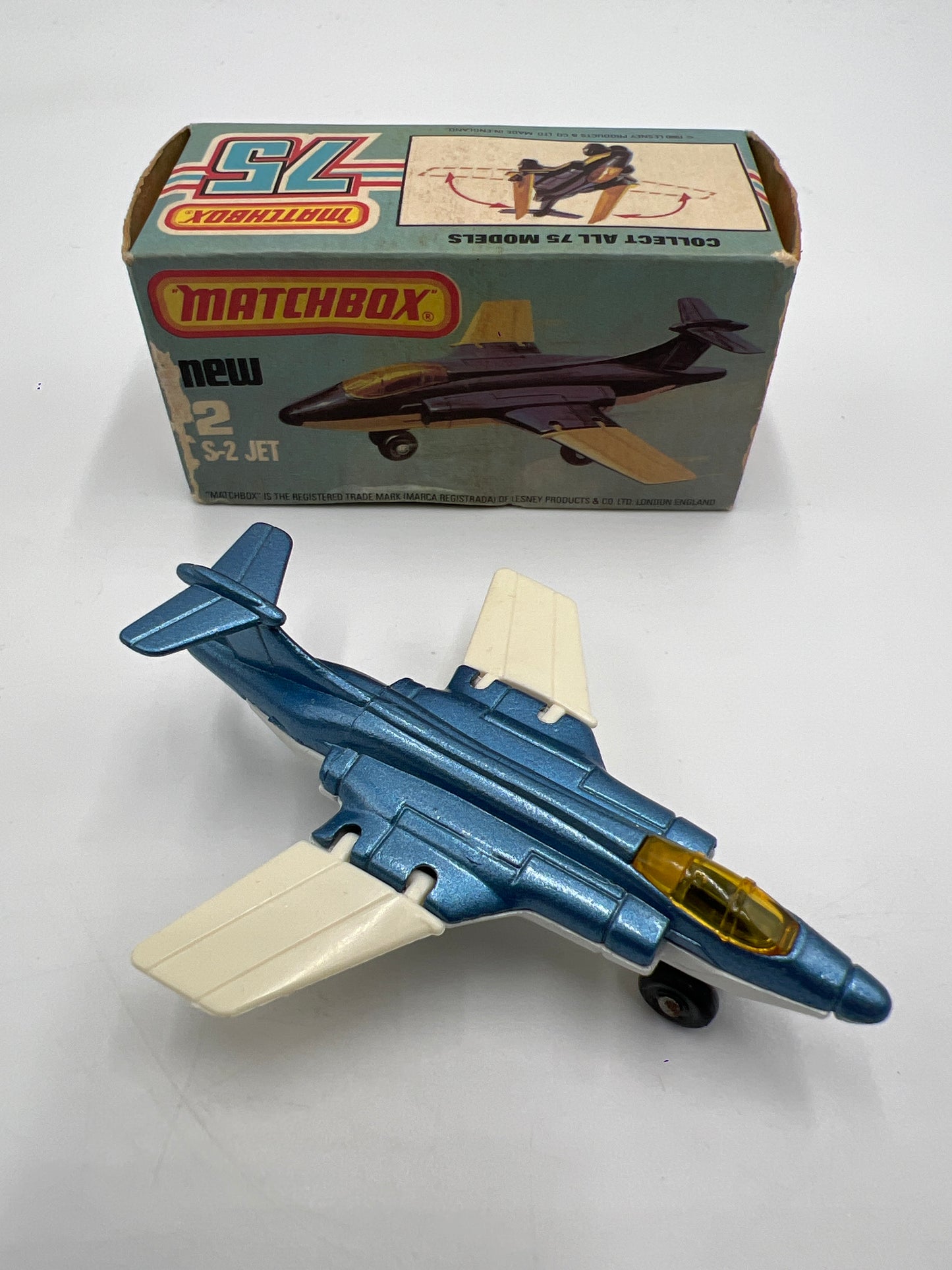 Matchbox 75 #2 S-2 Jet W/Box Blue/White
