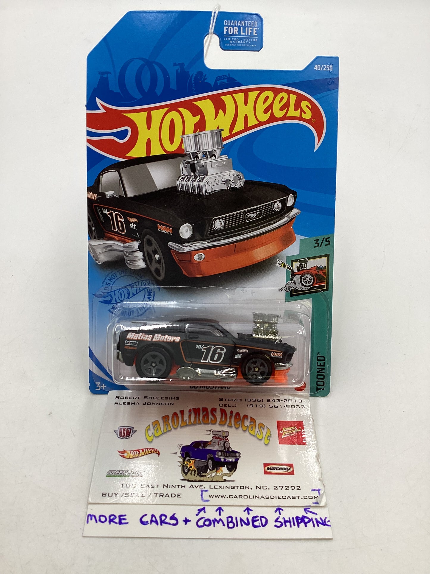 2021 Hot Wheels #40 68 Mustang Black Clear Window 32C