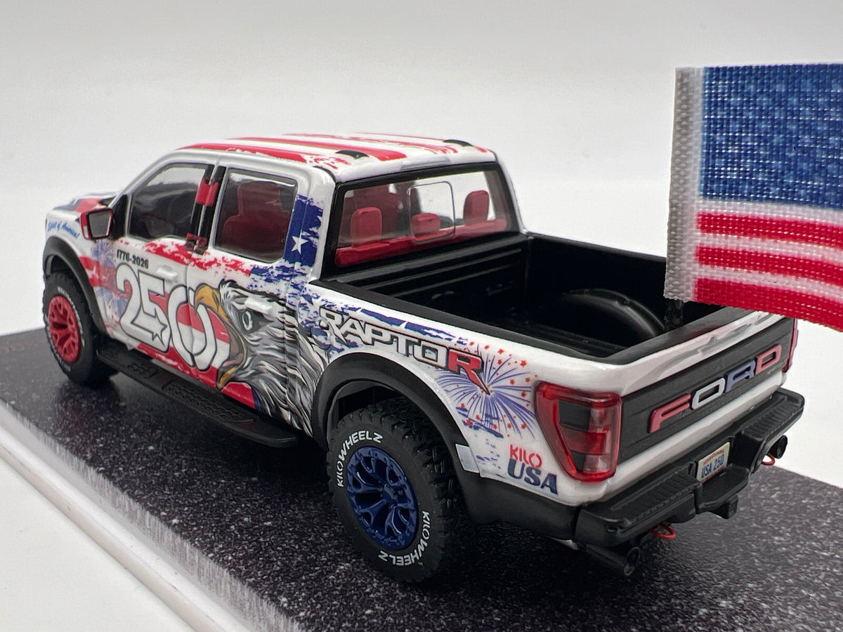 Kilo Wheelz 1/64 Klub Exclusive #280/2500 Spirit Of America 250th 2023 Ford F-150 Raptor R