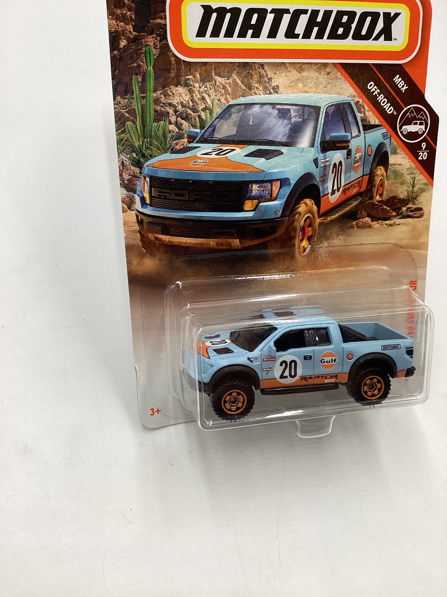 2018 Matchbox Off Road #9 10 Ford F-150 f150 SVT Raptor Gulf 208A