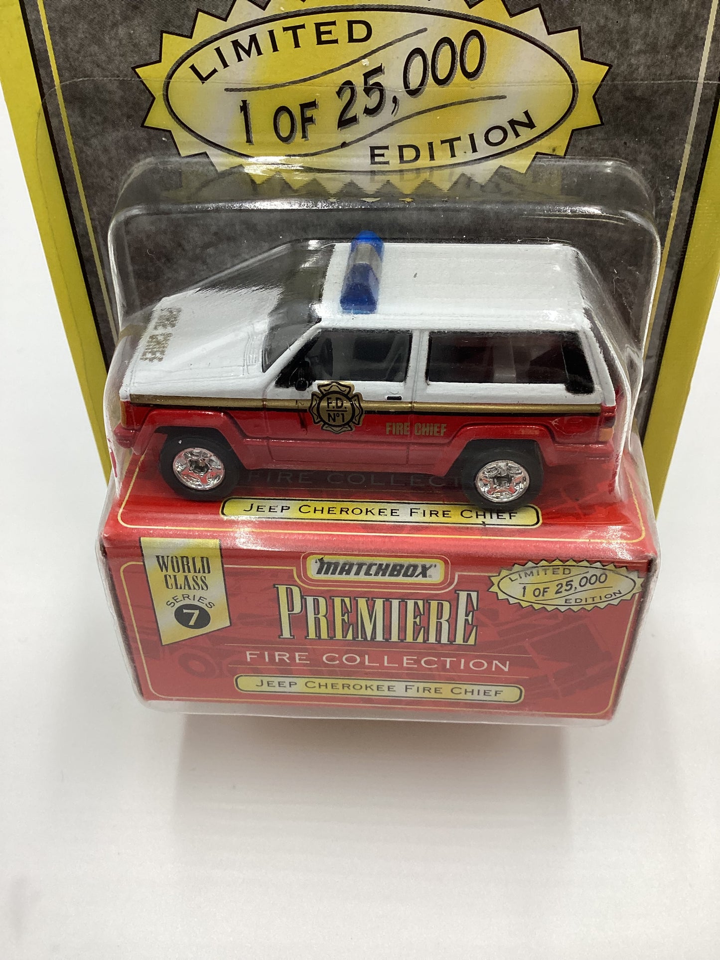 Matchbox Premiere World Class Series 7 Jeep Cherokee Fire Chief Red 208H