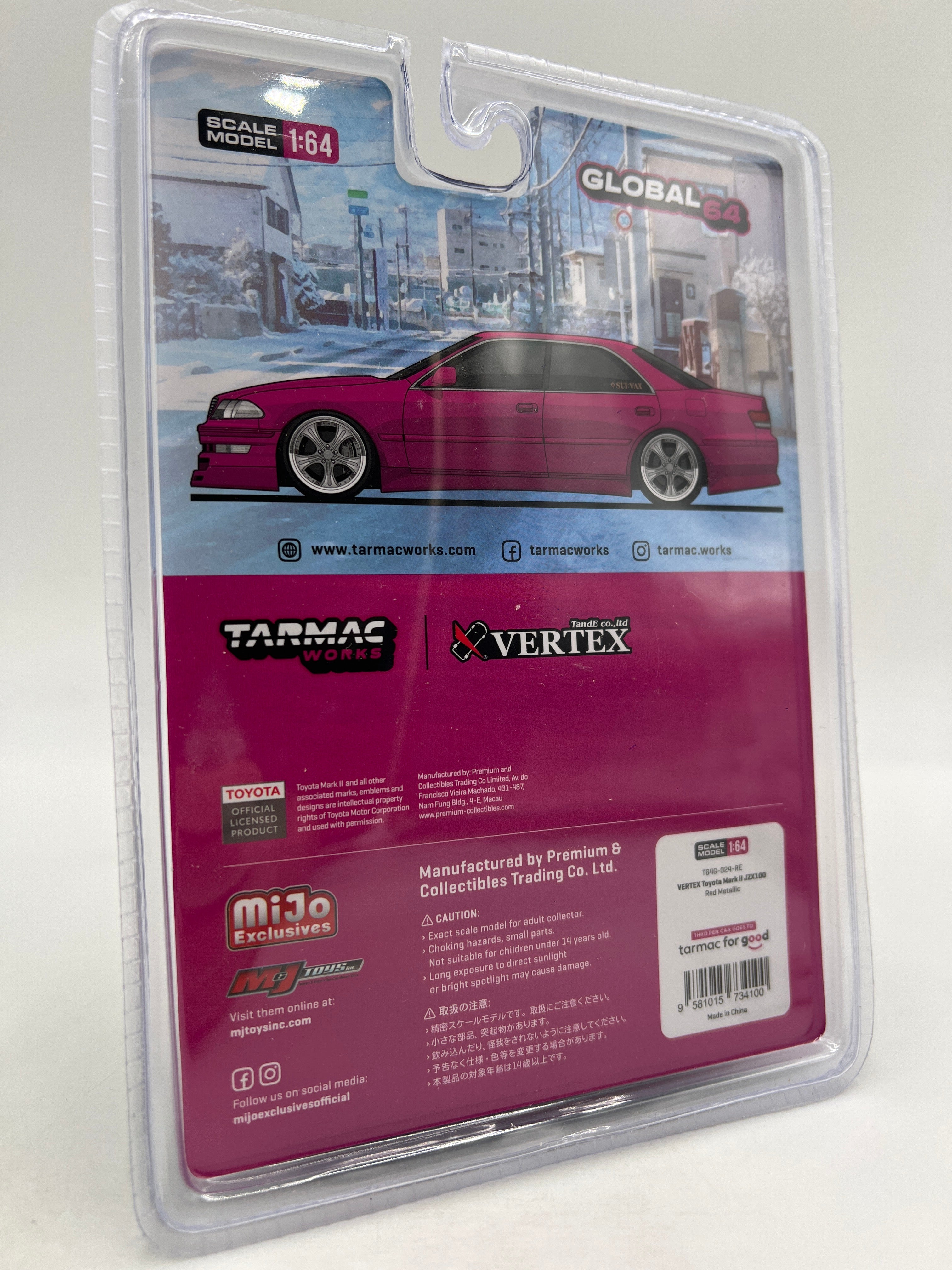 Tarmac Works Mijo Exclusives VERTEX Toyota Mark II JZX100 Pink #24
