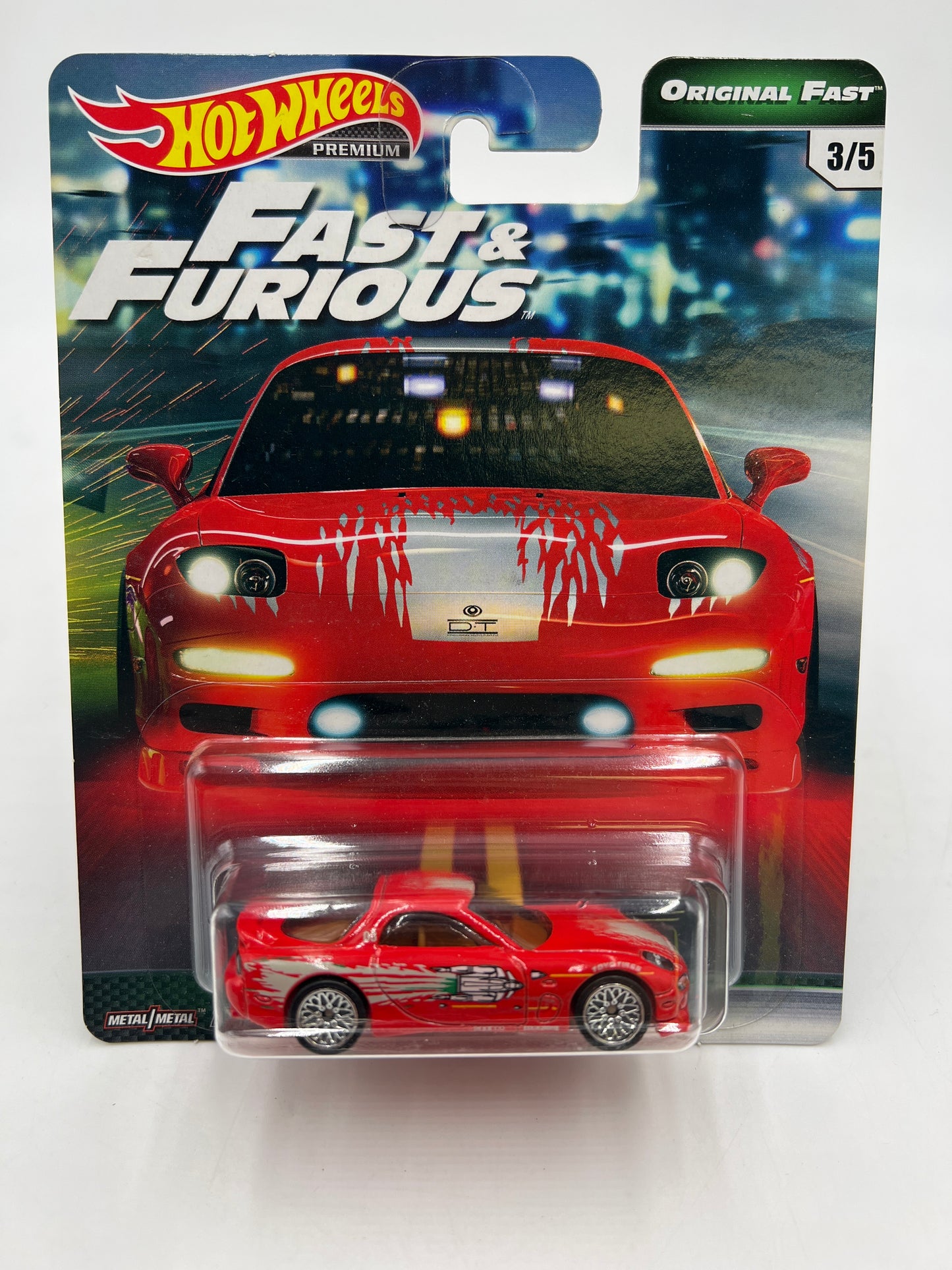 Hot Wheels Fast & Furious Original Fast #3 95 Mazda RX-7 Red W/Protector